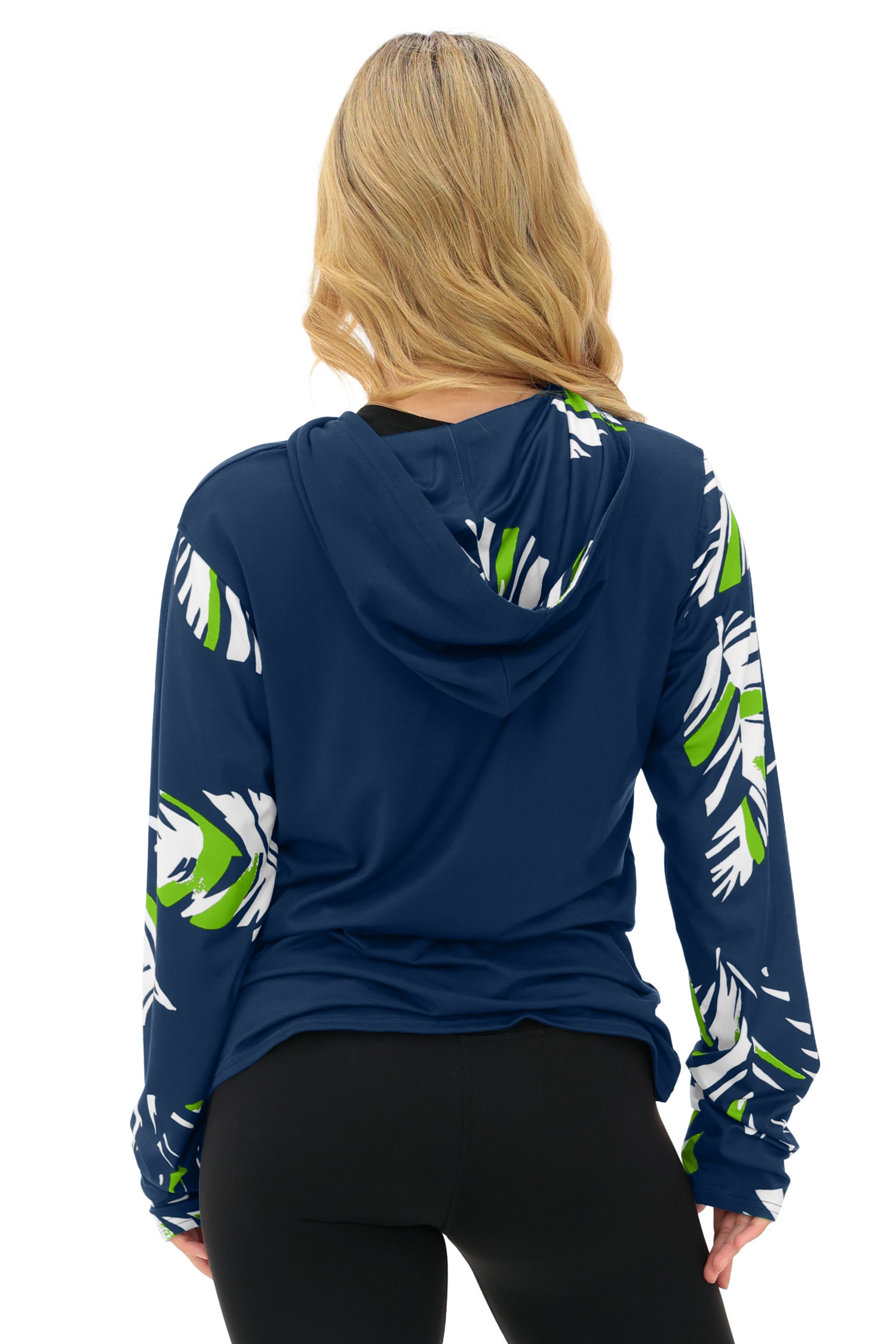 Zubaz NFL  WOMEN Casual Script Leaf Accent Lightweight Hoodie, SEATTLE SEAHAWKS