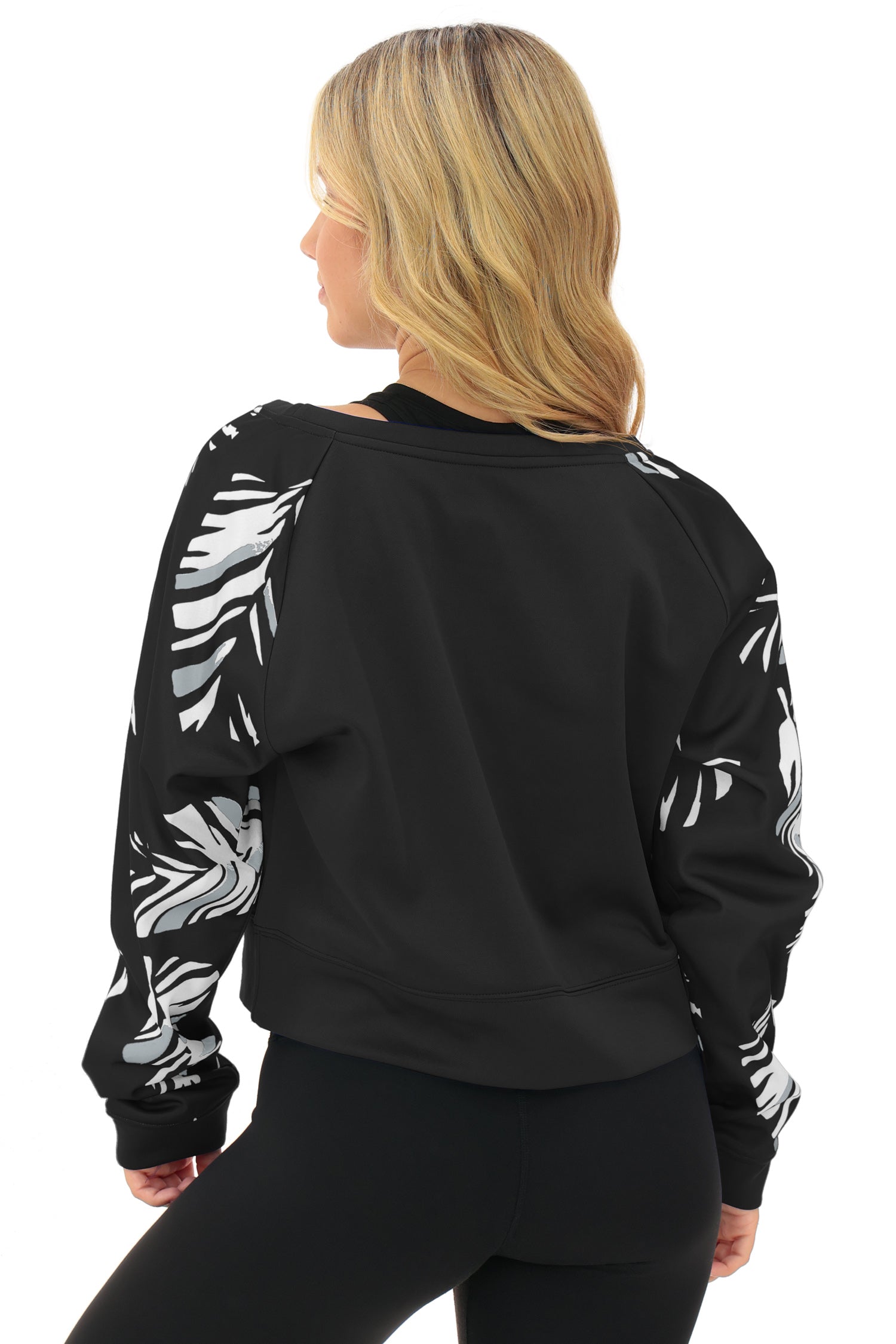 Zubaz NFL   Women's Script 3 Color Leaf Boatneck Raglan Crew, LAS VEGAS RAIDERS