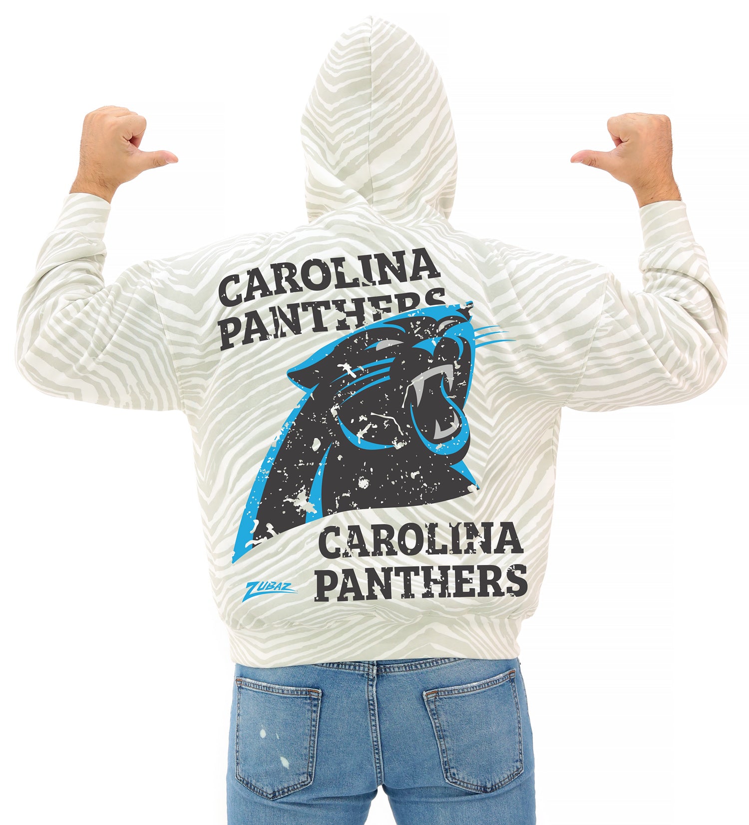 Zubaz NFL Unisex Adult 90s Vintage Full back Zebra 2 Color Hoodie, Car