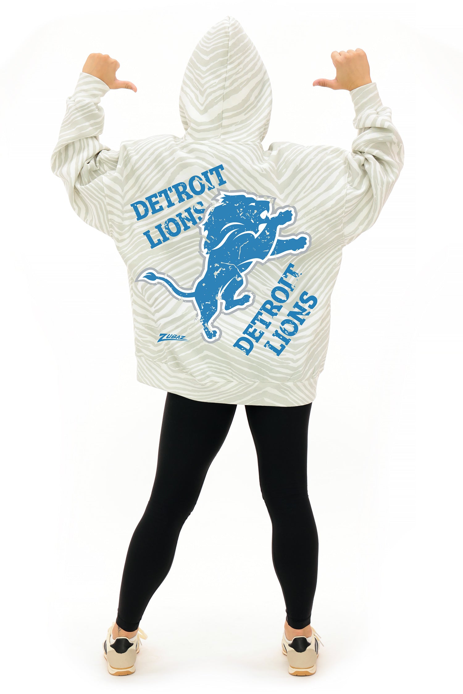 Zubaz NFL Unisex Adult 90s Vintage Full back Zebra 2 Color Hoodie, Detroit Lions - Official NFL Lions Zubaz Apparel (3 of 7)