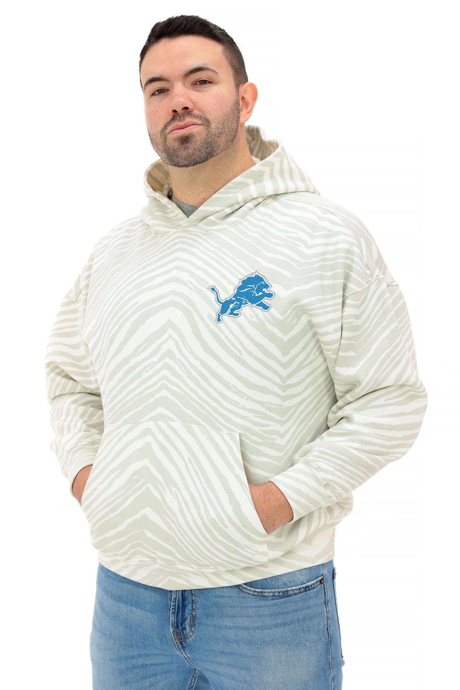 Zubaz NFL Unisex Adult 90s Vintage Full back Zebra 2 Color Hoodie, Detroit Lions - Official NFL Lions Zubaz Apparel (4 of 7)