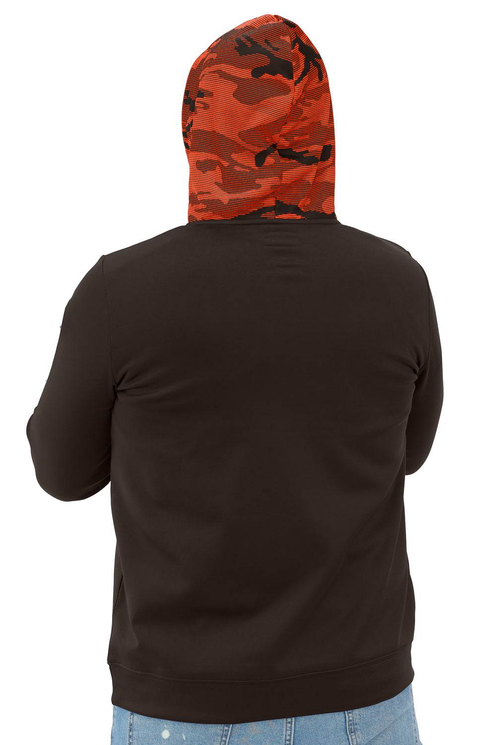 Zubaz NFL   Men's Front and Sleeve Print Camo Line Hood Hoodie, CLEVELAND BROWNS