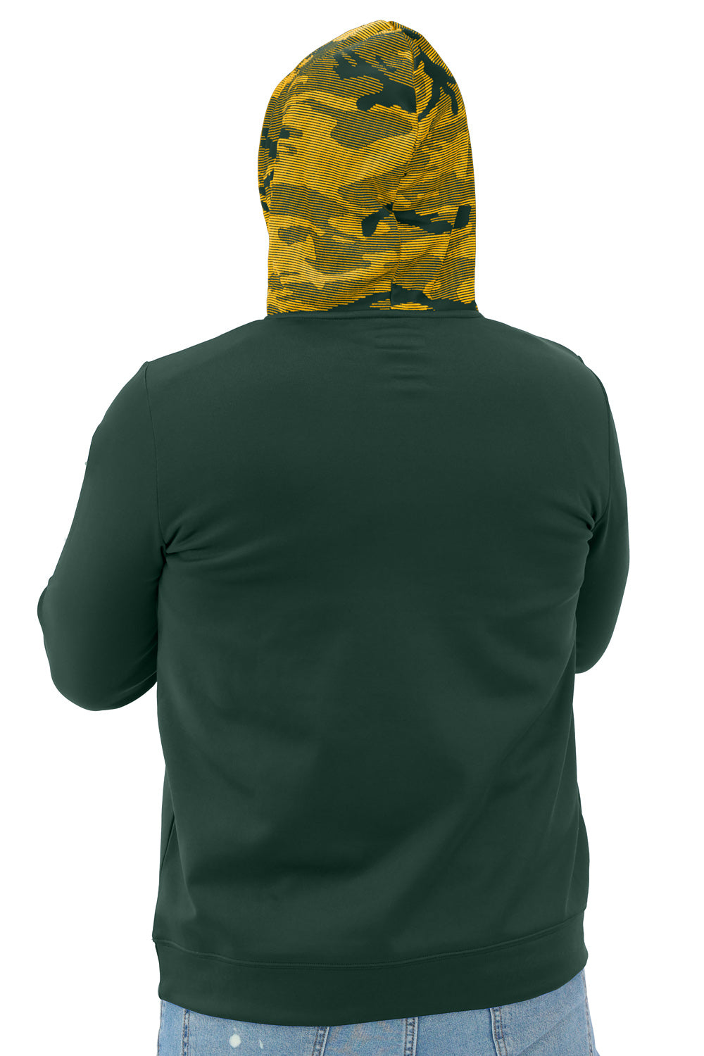 Zubaz NFL   Men's Front and Sleeve Print Camo Line Hood Hoodie, GREEN BAY PACKERS