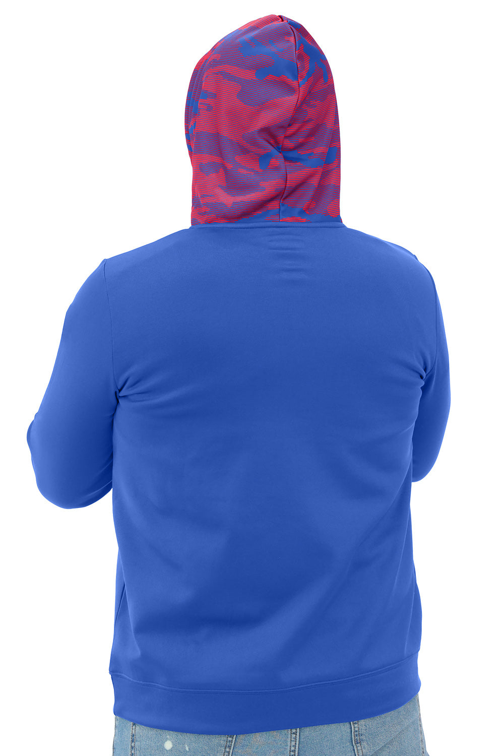 Zubaz NFL   Men's Front and Sleeve Print Camo Line Hood Hoodie, BUFFALO BILLS