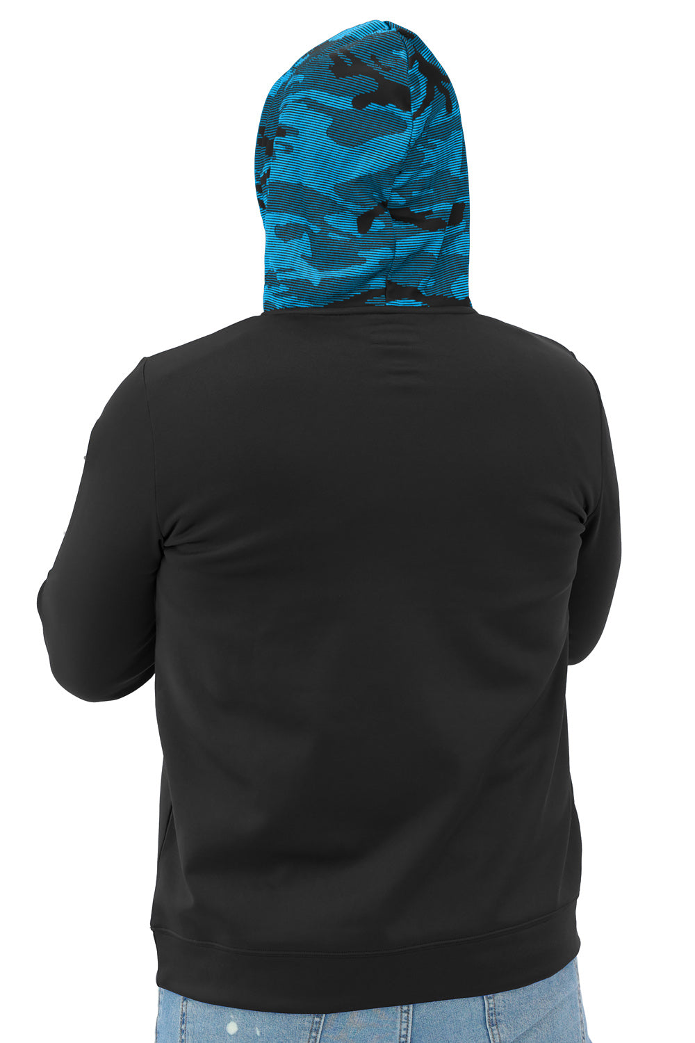 Zubaz NFL Men's Front and Sleeve Print Camo Line Hood Hoodie, CAROLINA PANTHERS