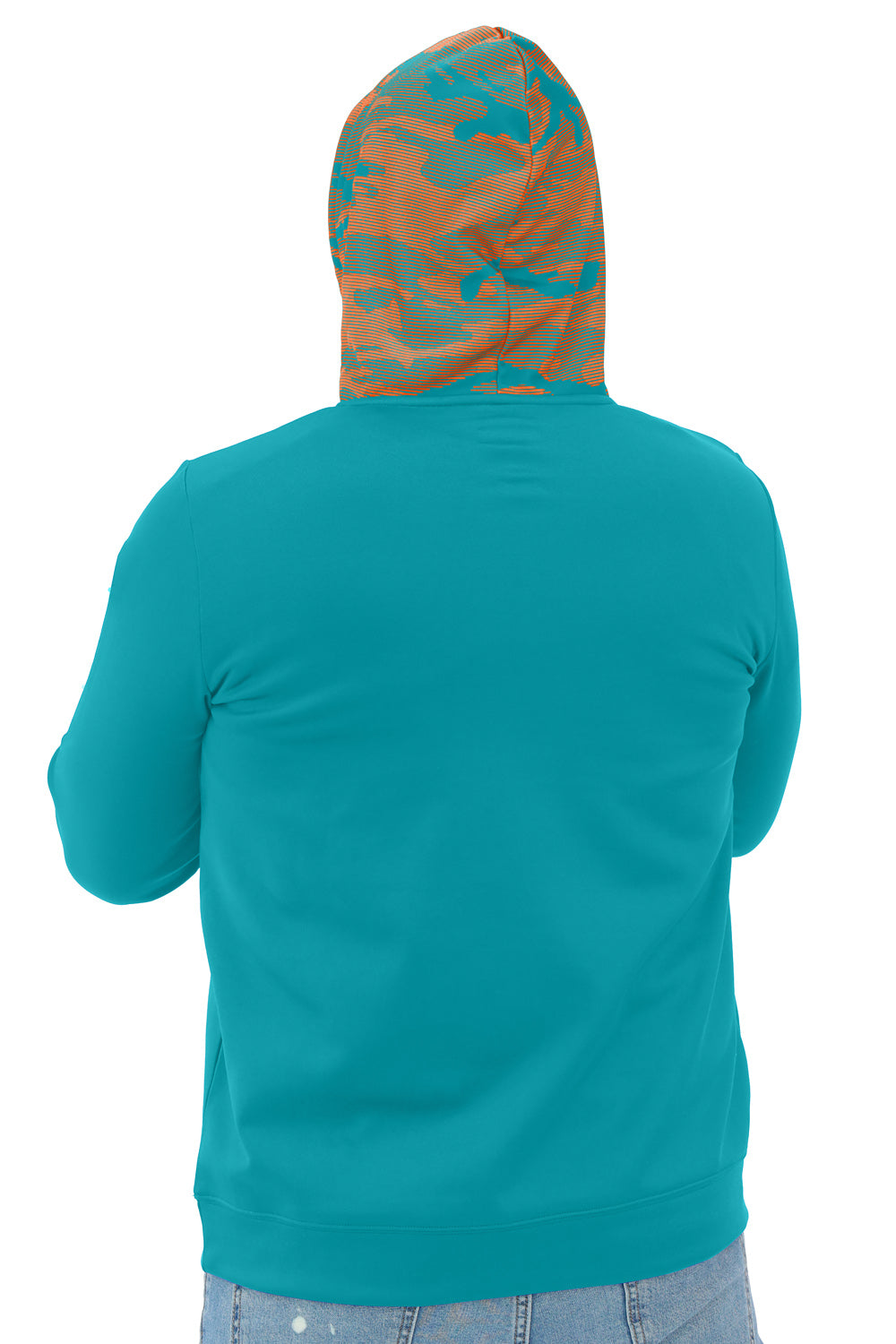 Zubaz NFL   Men's Front and Sleeve Print Camo Line Hood Hoodie, MIAMI DOLPHINS