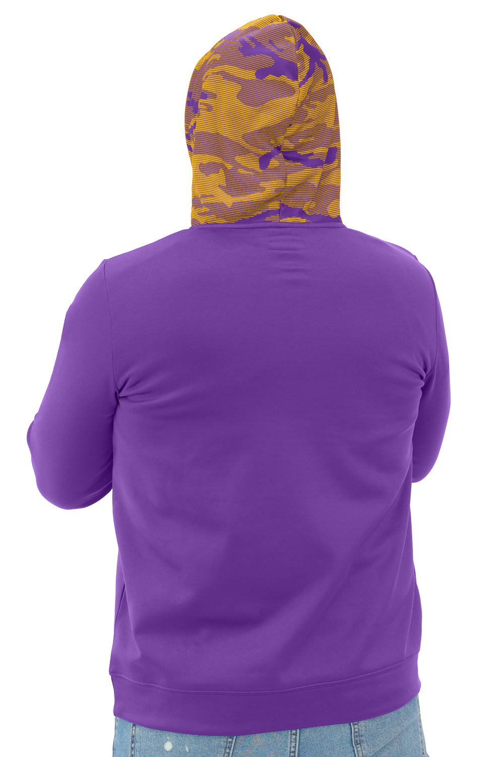 Zubaz NFL   Men's Front and Sleeve Print Camo Line Hood Hoodie, MINNESOTA VIKINGS