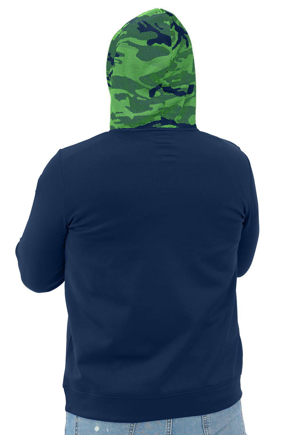 Zubaz NFL   Men's Front and Sleeve Print Camo Line Hood Hoodie, SEATTLE SEAHAWKS