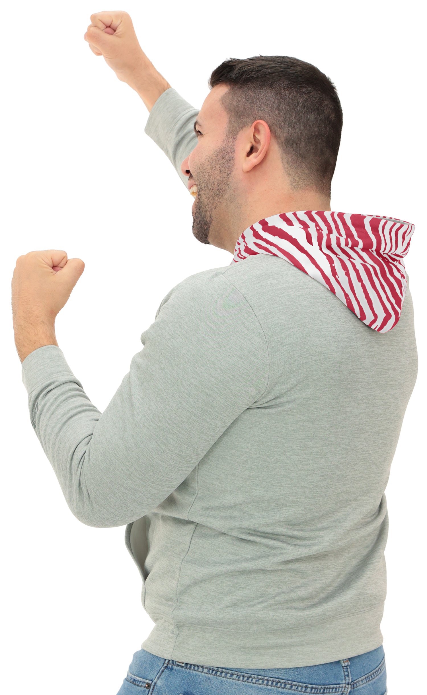 Zubaz NFL   Men`s Gray Hoodie with 3C Zebra Hood, ARIZONA CARDINALS