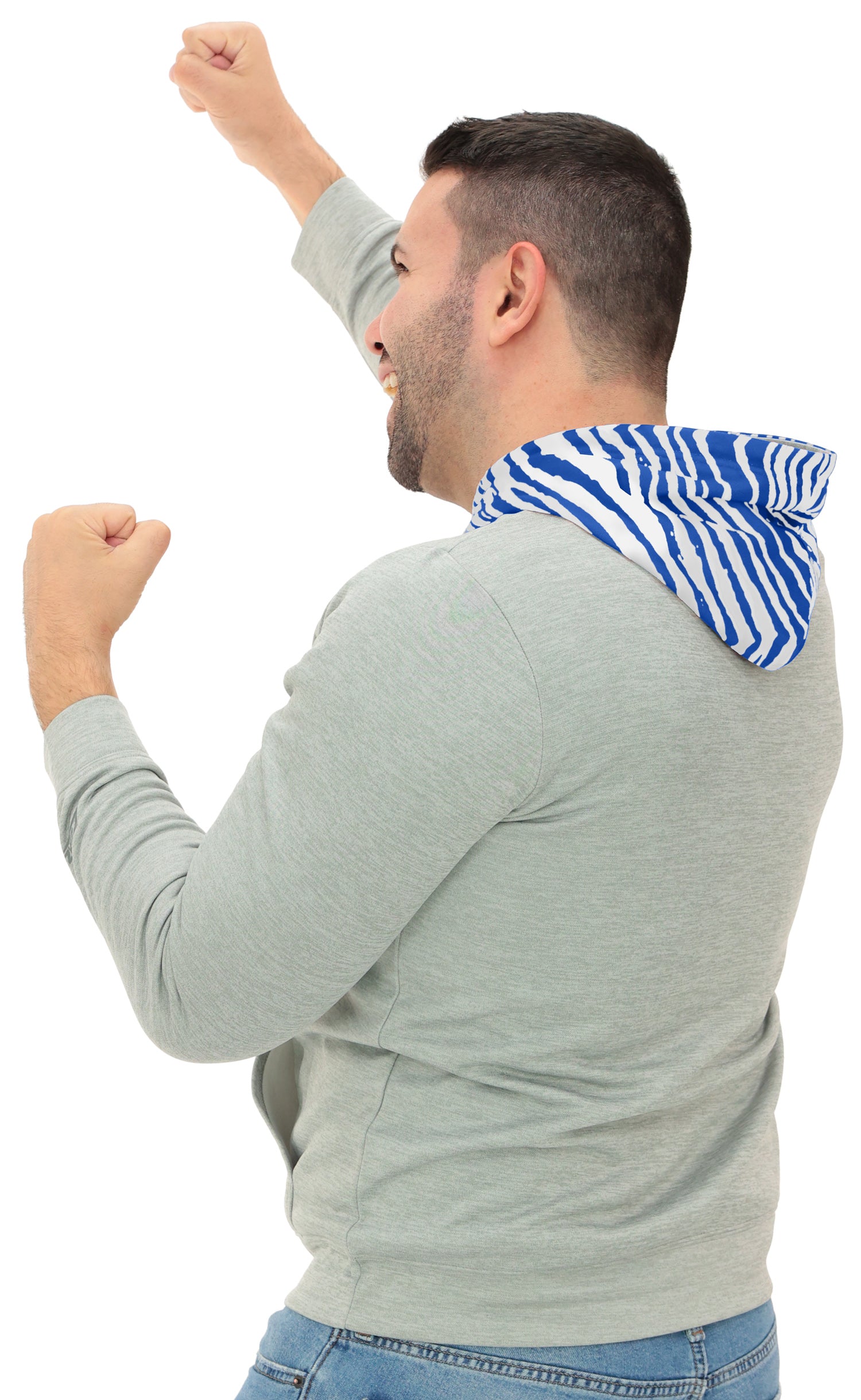 Zubaz NFL   Men`s Gray Hoodie with 3C Zebra Hood, INDIANAPOLIS COLTS