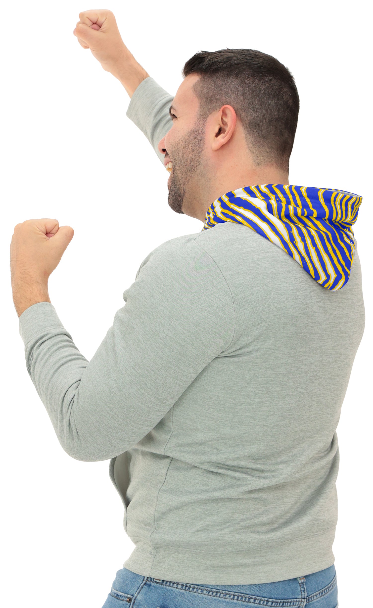 Zubaz NFL   Men`s Gray Hoodie with 3C Zebra Hood, LOS ANGELES RAMS