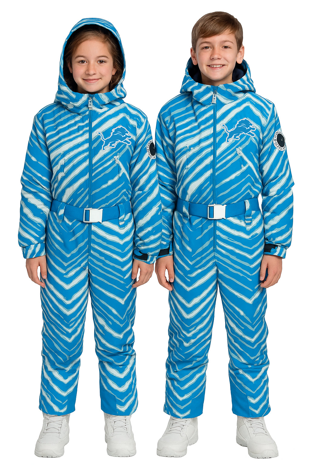 Zubaz NFL Kids Unisex Zebra Team Color Tundra Tux Snowsuit Jr, Detroit Lions