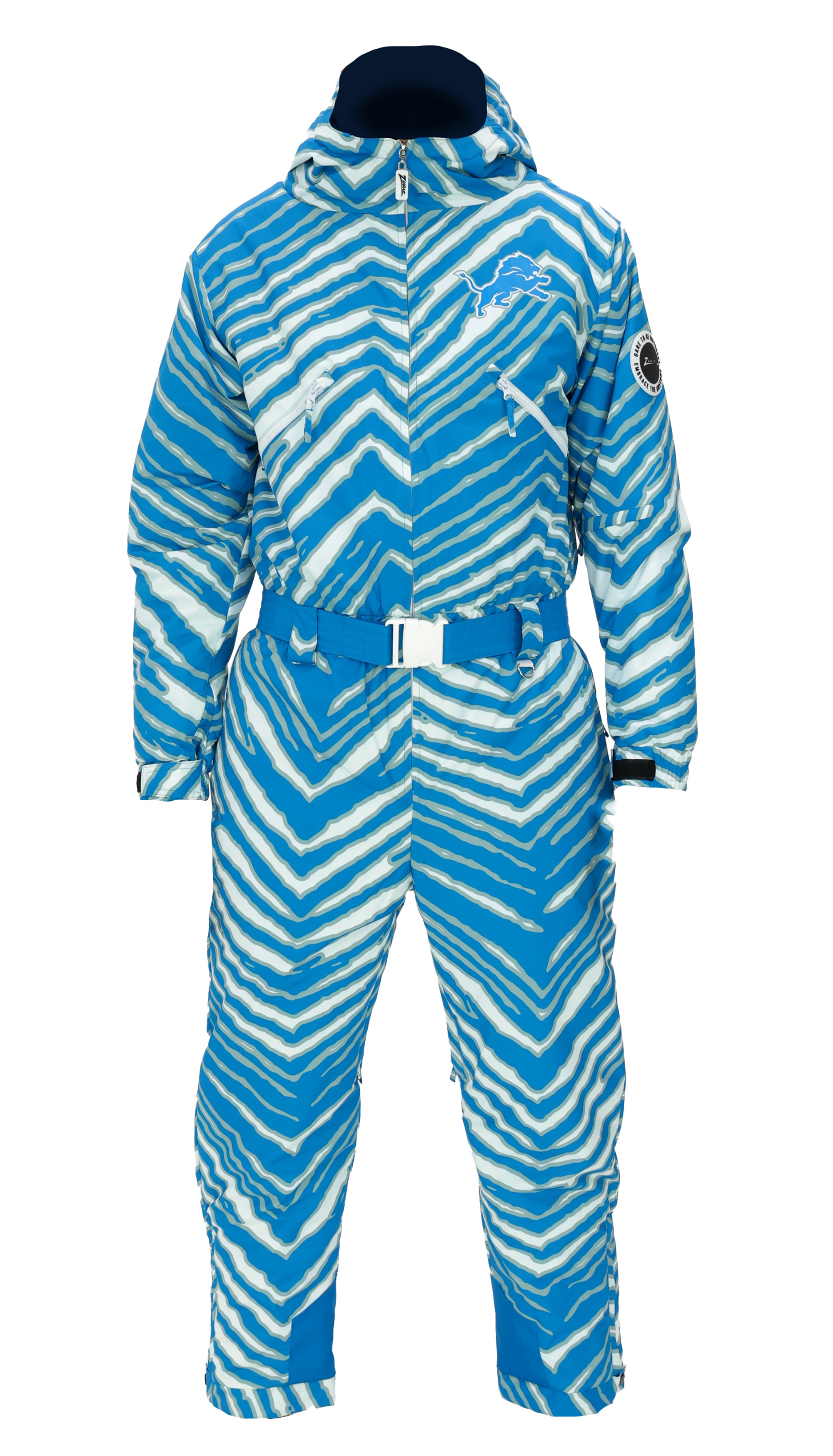 Zubaz NFL Kids Unisex Zebra Team Color Tundra Tux Snowsuit Jr, Detroit Lions