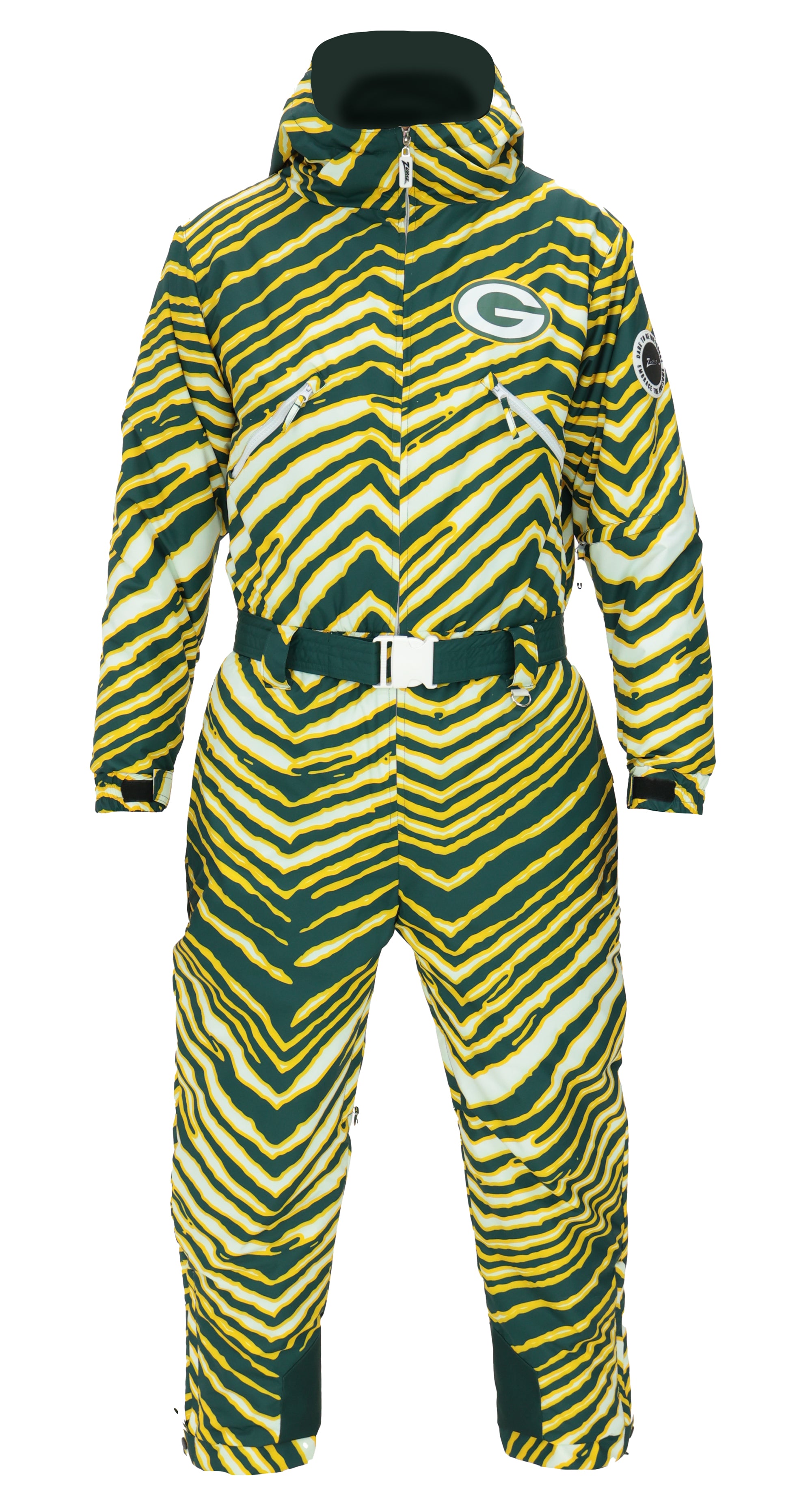Zubaz NFL Kids Unisex Zebra Team Color Tundra Tux Snowsuit Jr, Green B