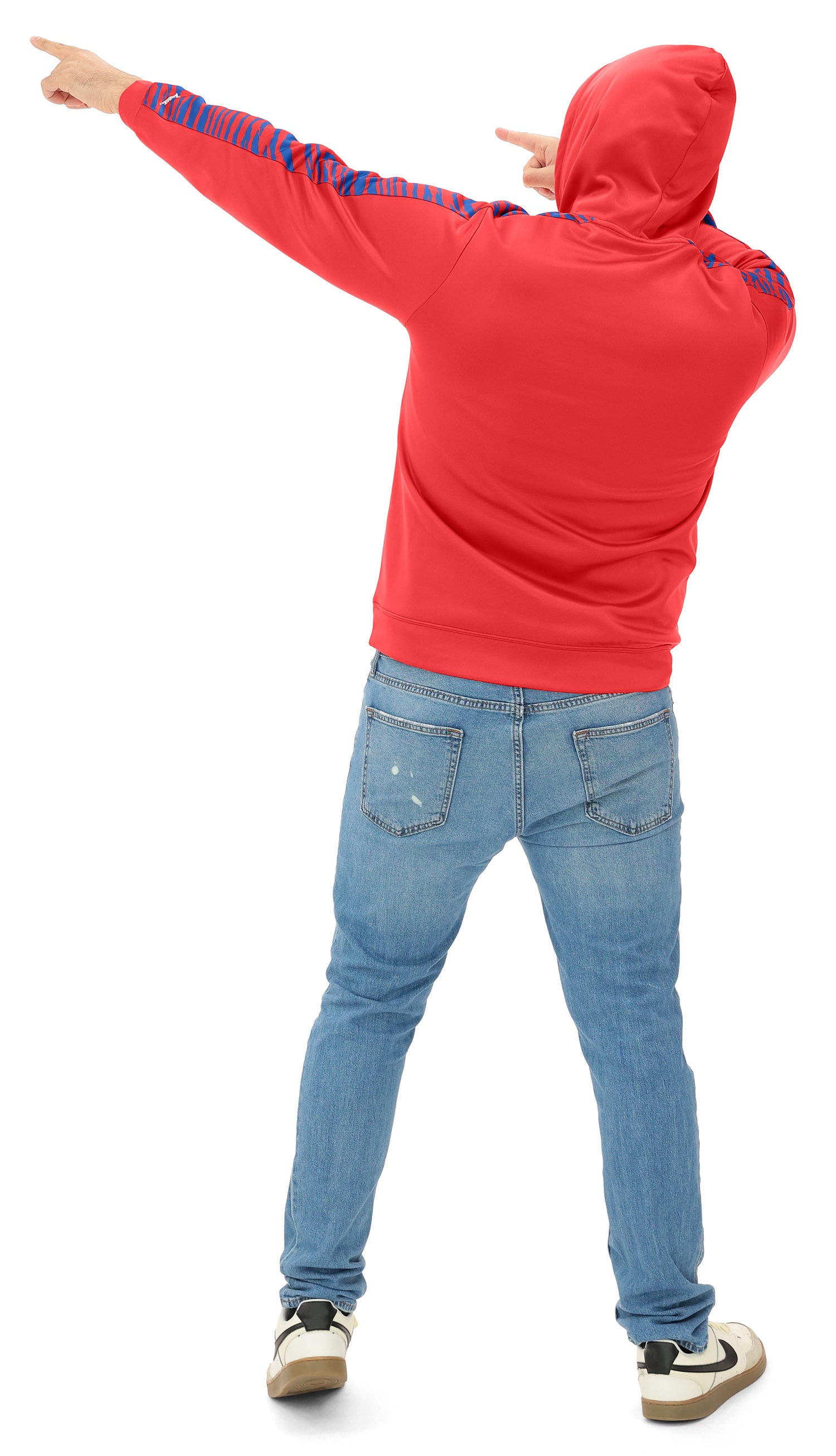 Zubaz NFL   Men's Linebacker Alternate Color 2 Color Zebra Sleeve Panel Hoodie, BUFFALO BILLS