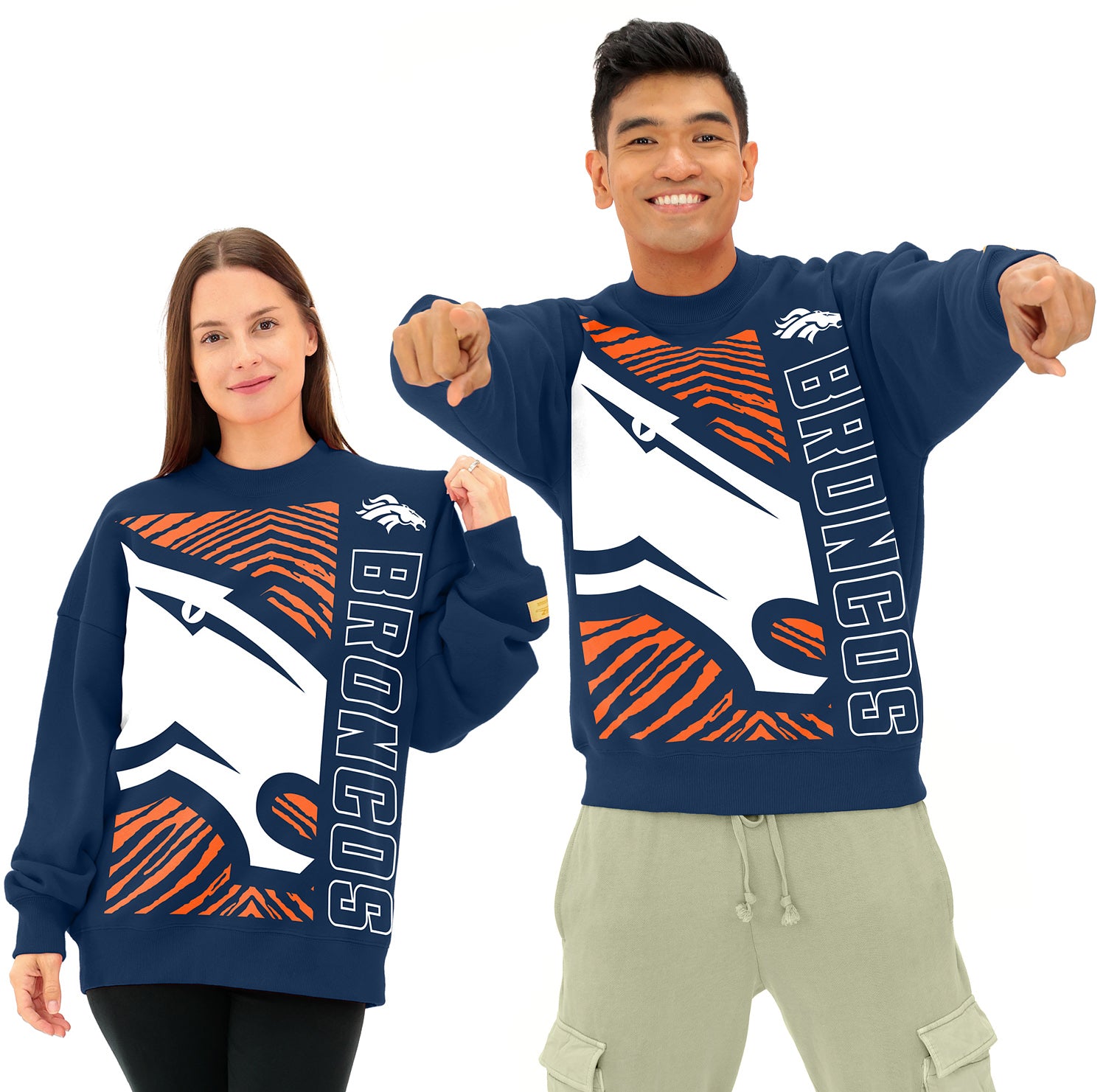 Zubaz NFL   90s Drop Shoulder Crewneck -MVP, DENVER BRONCOS