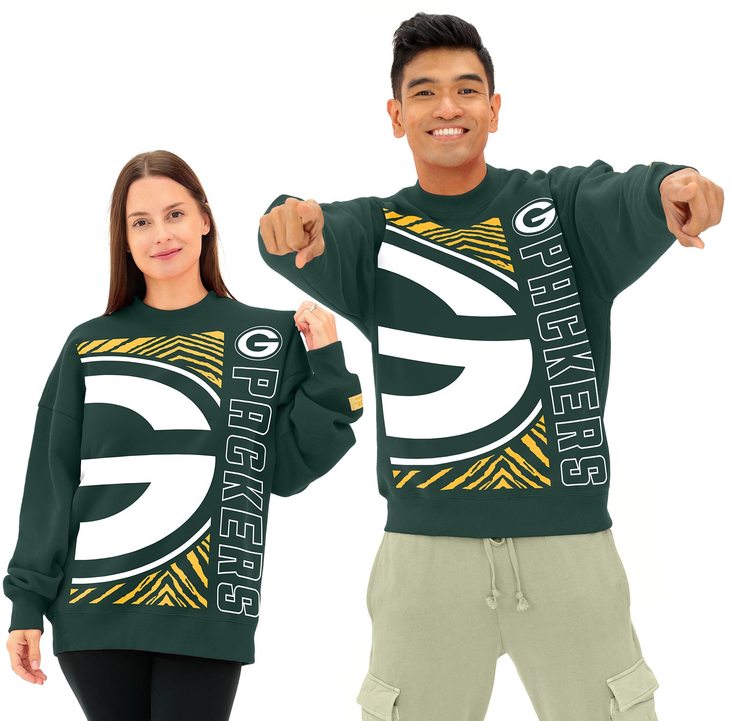 Zubaz NFL   90s Drop Shoulder Crewneck -MVP, GREEN BAY PACKERS - Official NFL Packers Zubaz Apparel (1 of 7)