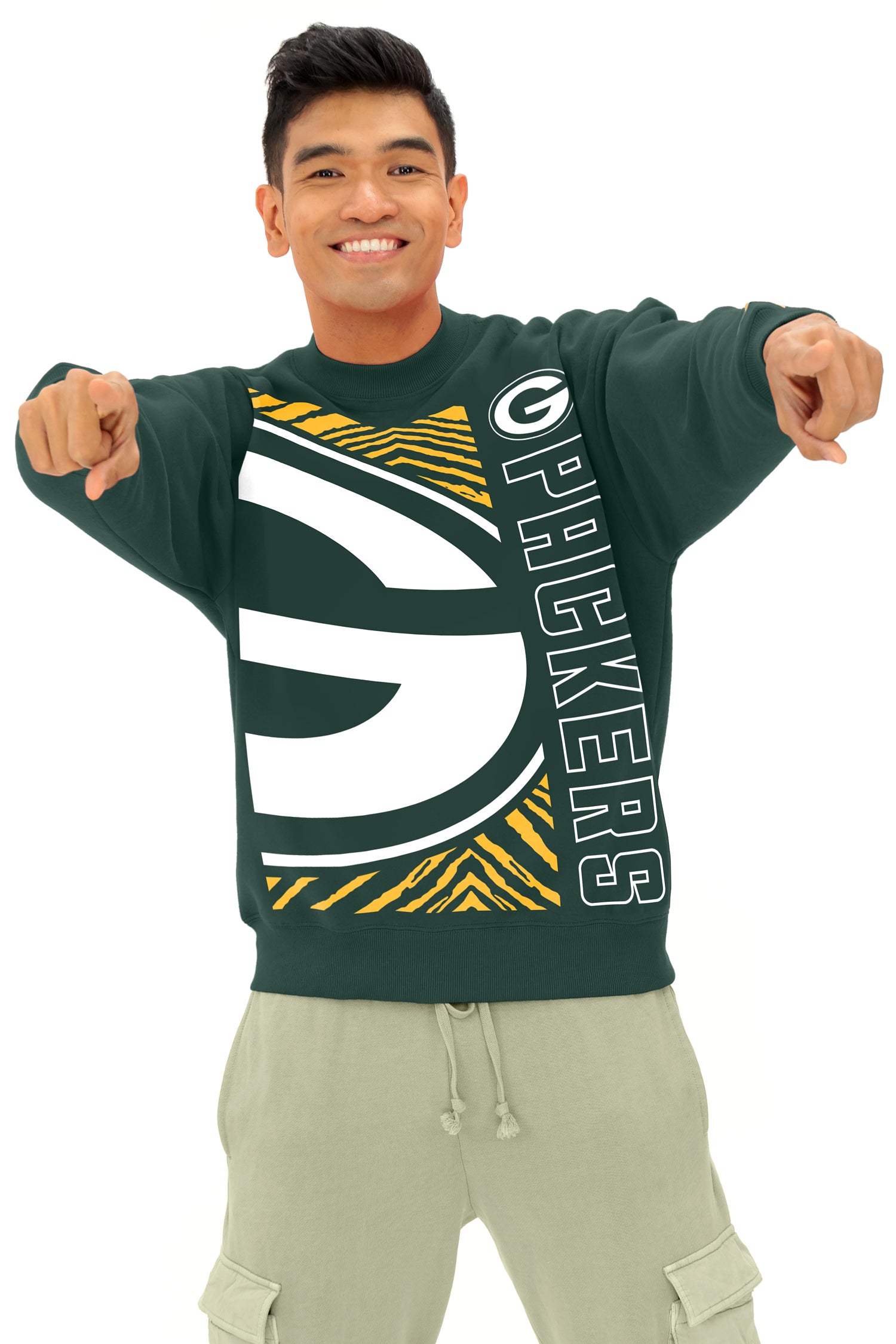 Zubaz NFL   90s Drop Shoulder Crewneck -MVP, GREEN BAY PACKERS - Official NFL Packers Zubaz Apparel (4 of 7)