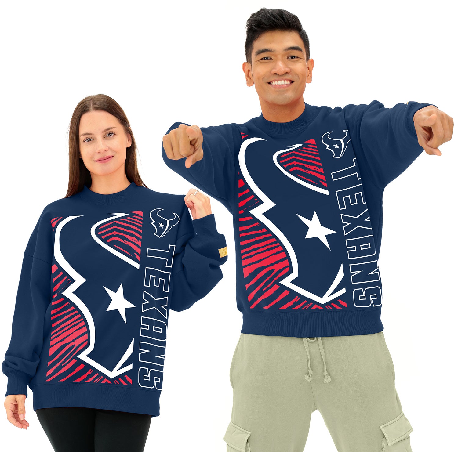 Zubaz NFL   90s Drop Shoulder Crewneck -MVP, HOUSTON TEXANS