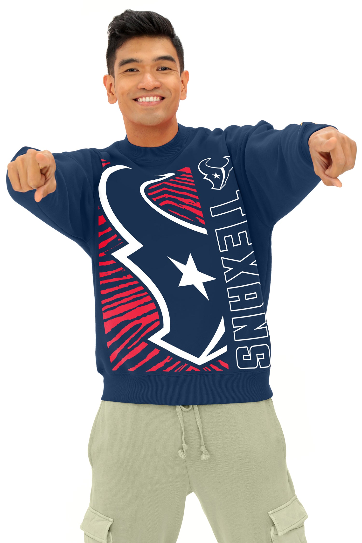 Zubaz NFL   90s Drop Shoulder Crewneck -MVP, HOUSTON TEXANS