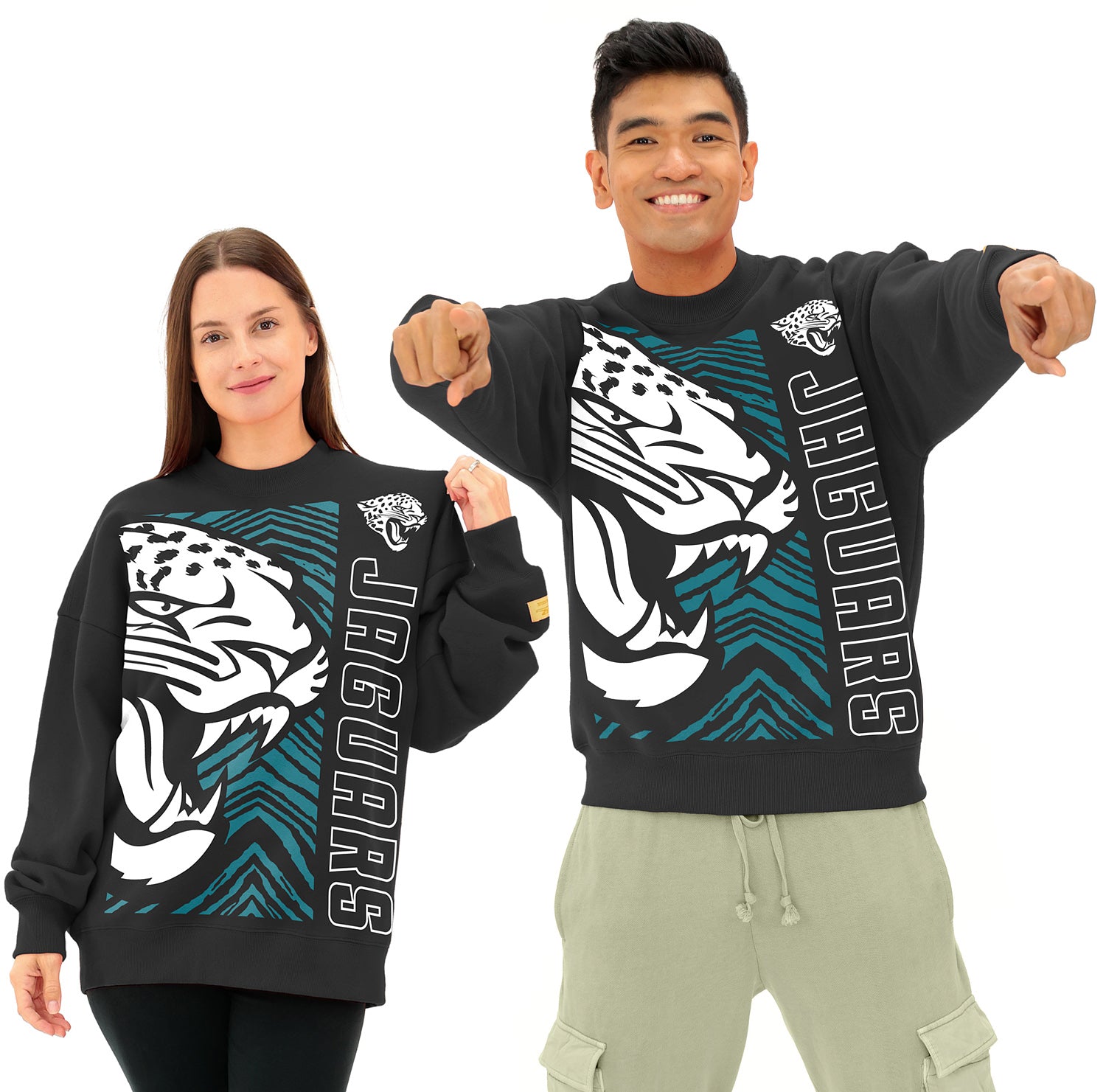 Zubaz NFL   90s Drop Shoulder Crewneck -MVP, JACKSONVILLE JAGUARS - Official NFL Jaguars Zubaz Apparel (1 of 7)
