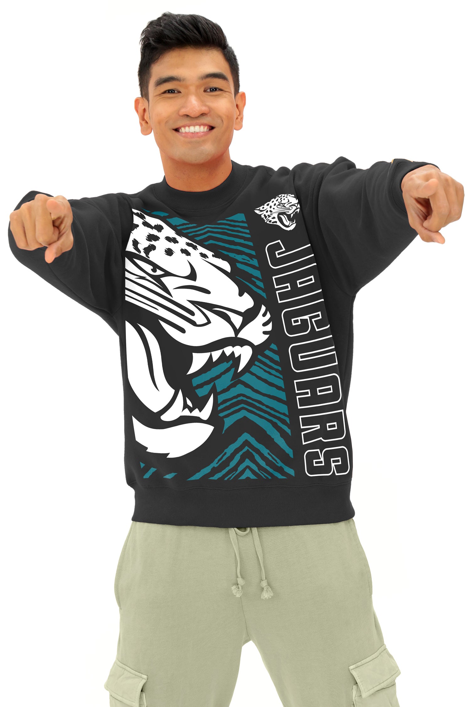 Zubaz NFL   90s Drop Shoulder Crewneck -MVP, JACKSONVILLE JAGUARS - Official NFL Jaguars Zubaz Apparel (4 of 7)