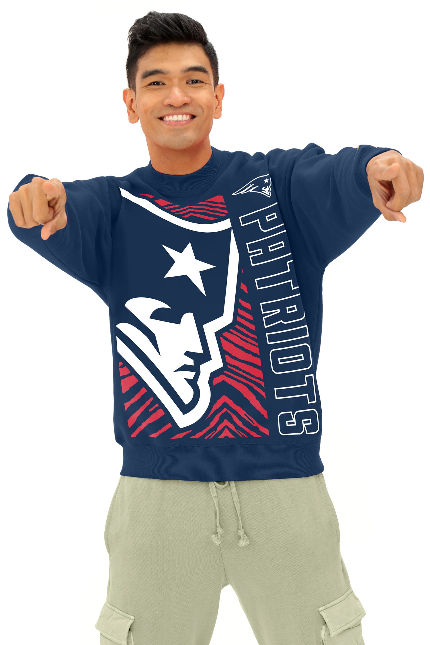 Zubaz NFL   90s Drop Shoulder Crewneck -MVP, NEW ENGLAND PATRIOTS