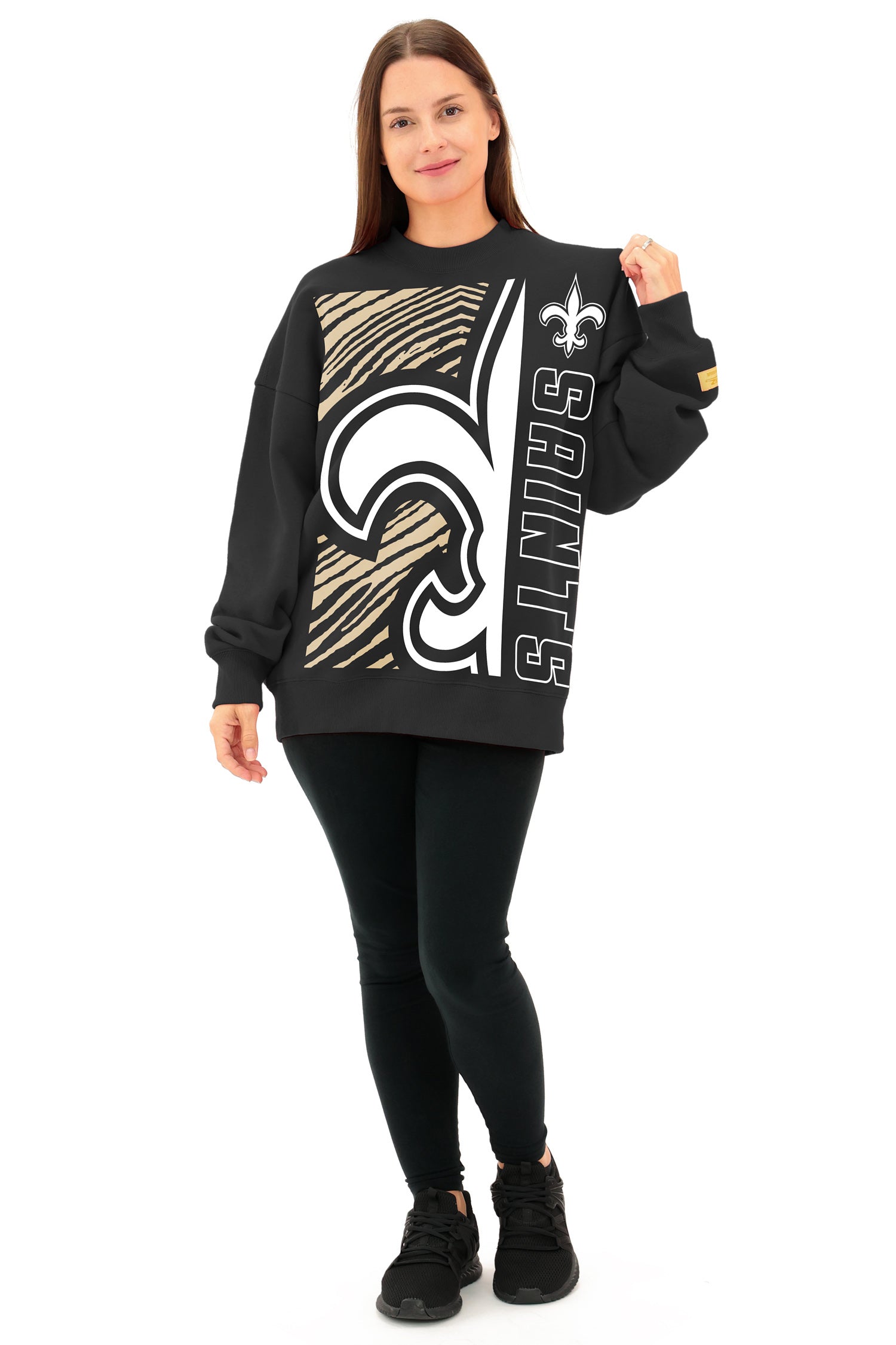 Zubaz NFL   90s Drop Shoulder Crewneck -MVP, NEW ORLEANS SAINTS