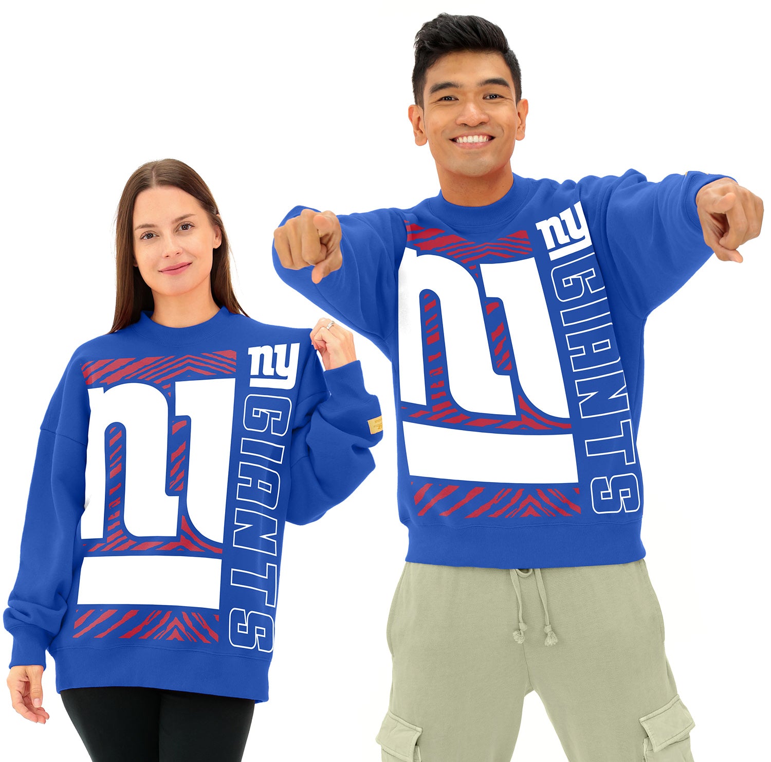 Zubaz NFL   90s Drop Shoulder Crewneck -MVP, NEW YORK GIANTS