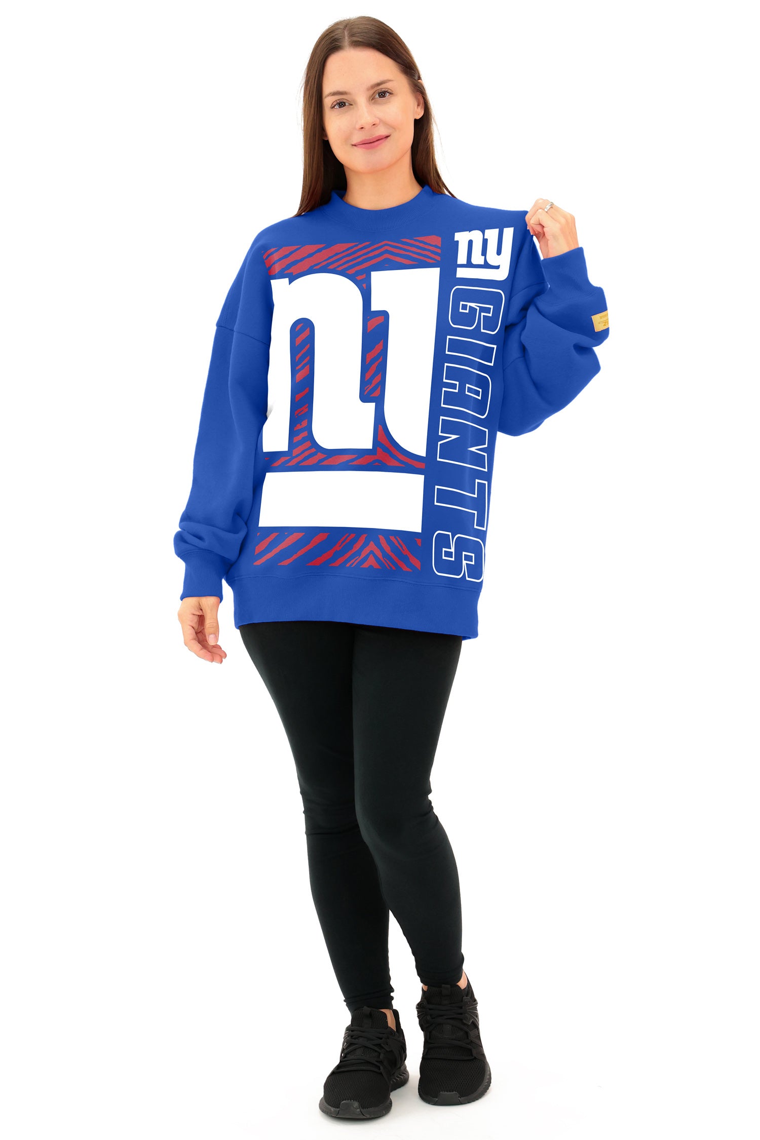 Zubaz NFL   90s Drop Shoulder Crewneck -MVP, NEW YORK GIANTS