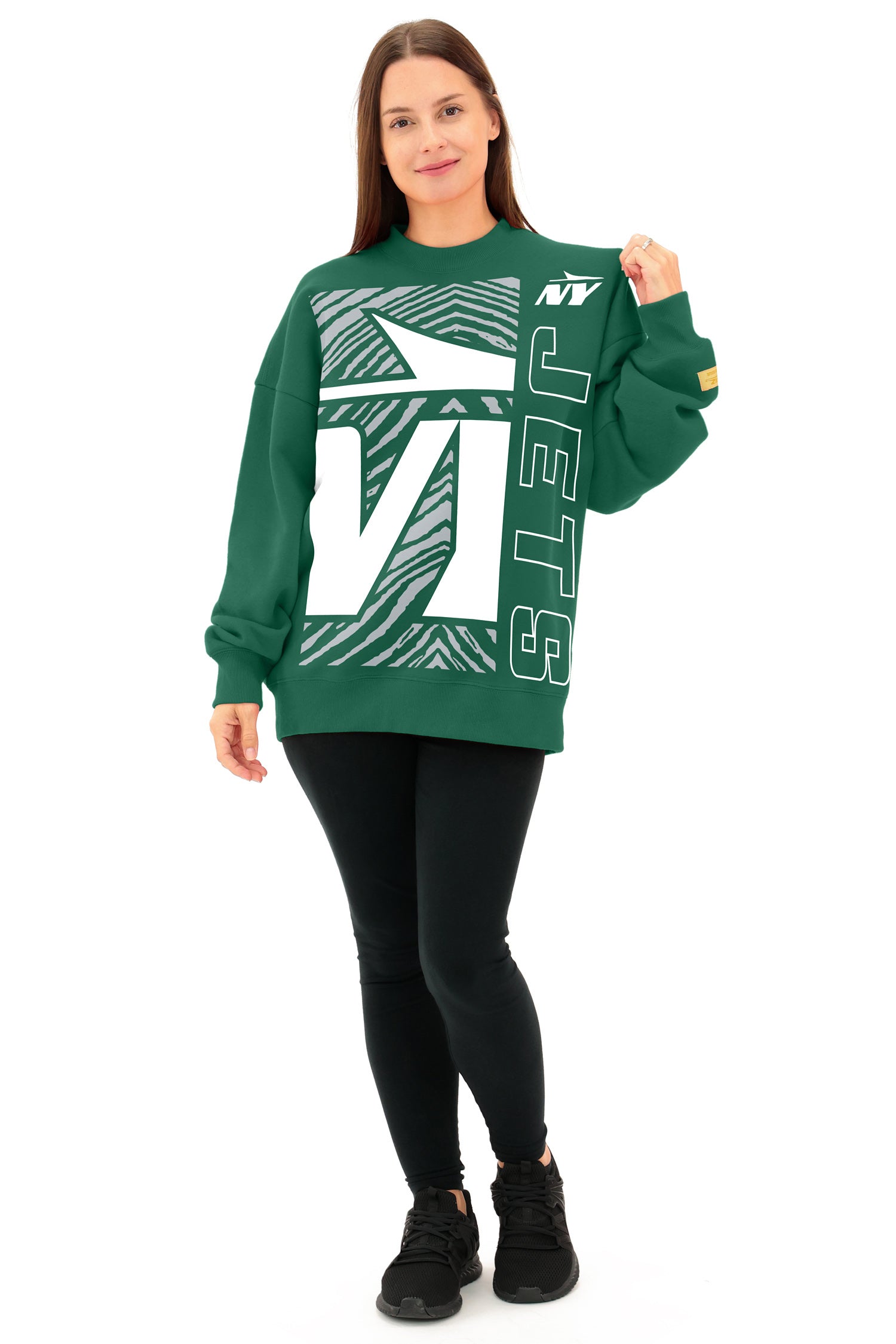 Zubaz NFL   90s Drop Shoulder Crewneck -MVP, NEW YORK JETS