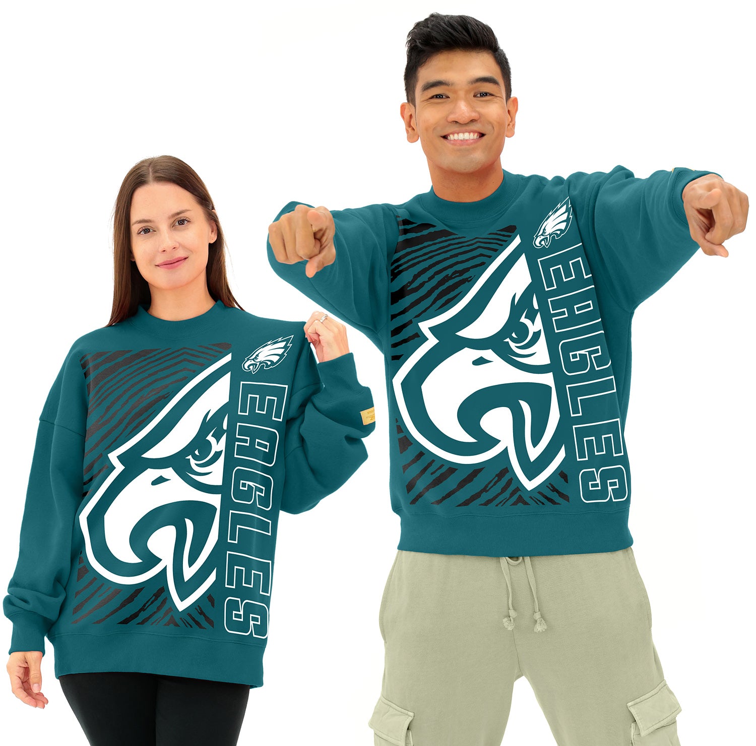 Zubaz NFL   90s Drop Shoulder Crewneck -MVP, PHILADELPHIA EAGLES