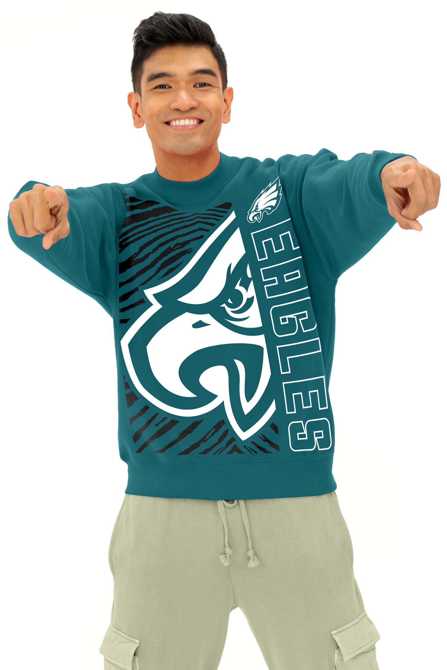 Zubaz NFL   90s Drop Shoulder Crewneck -MVP, PHILADELPHIA EAGLES - Official NFL Eagles Zubaz Apparel (4 of 7)