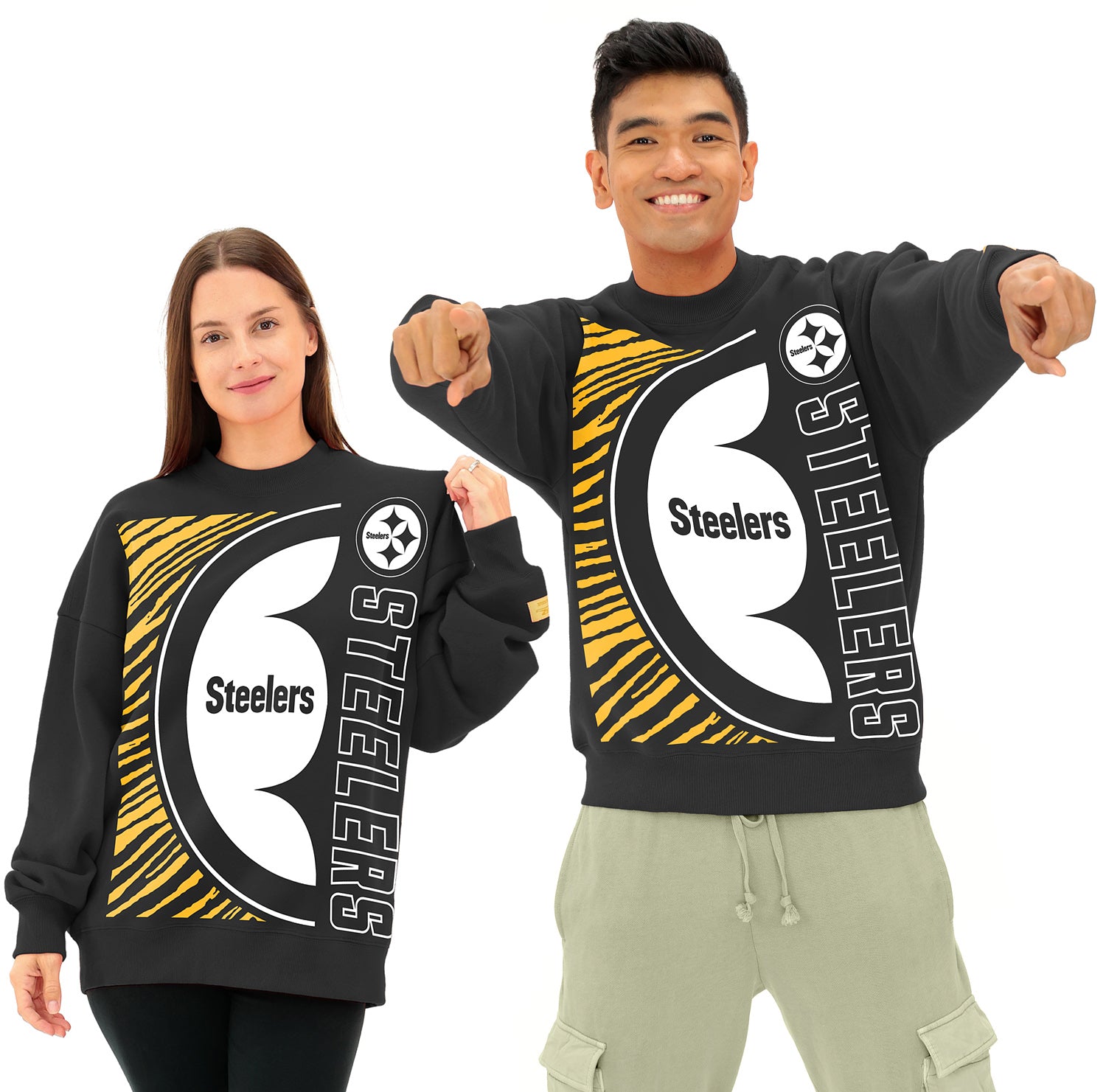 Zubaz NFL   90s Drop Shoulder Crewneck -MVP, PITTSBURGH STEELERS