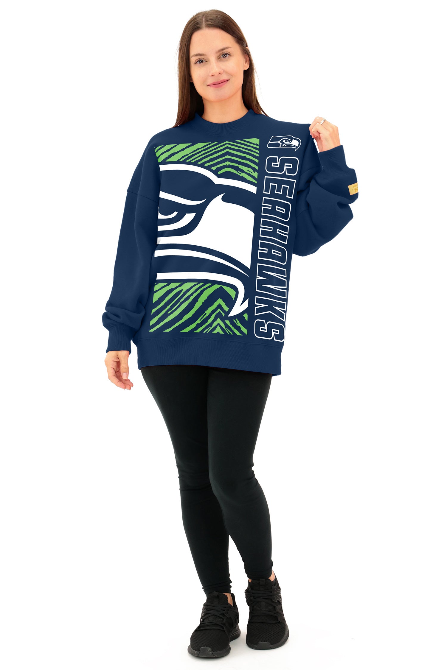 Zubaz NFL   90s Drop Shoulder Crewneck -MVP, SEATTLE SEAHAWKS