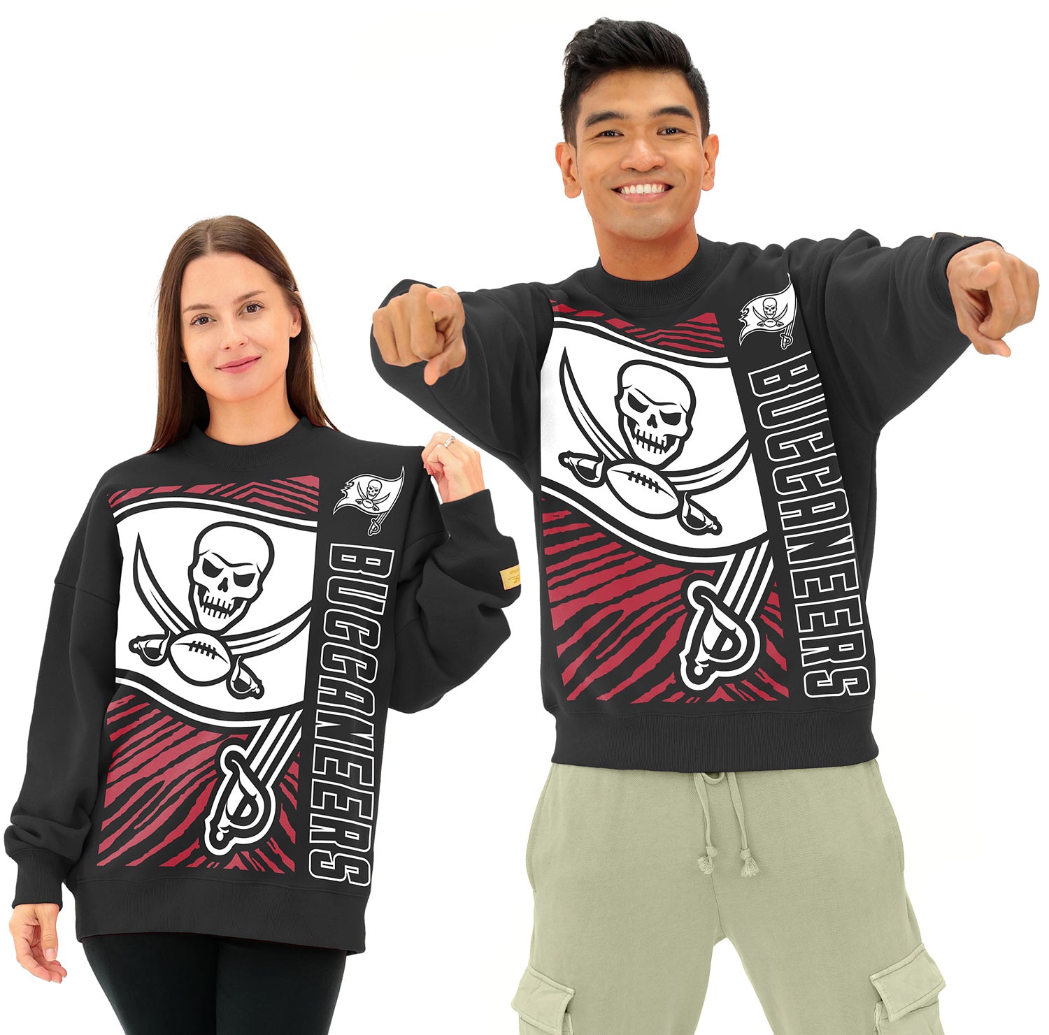 Zubaz NFL   90s Drop Shoulder Crewneck -MVP, TAMPA BAY BUCCANEERS