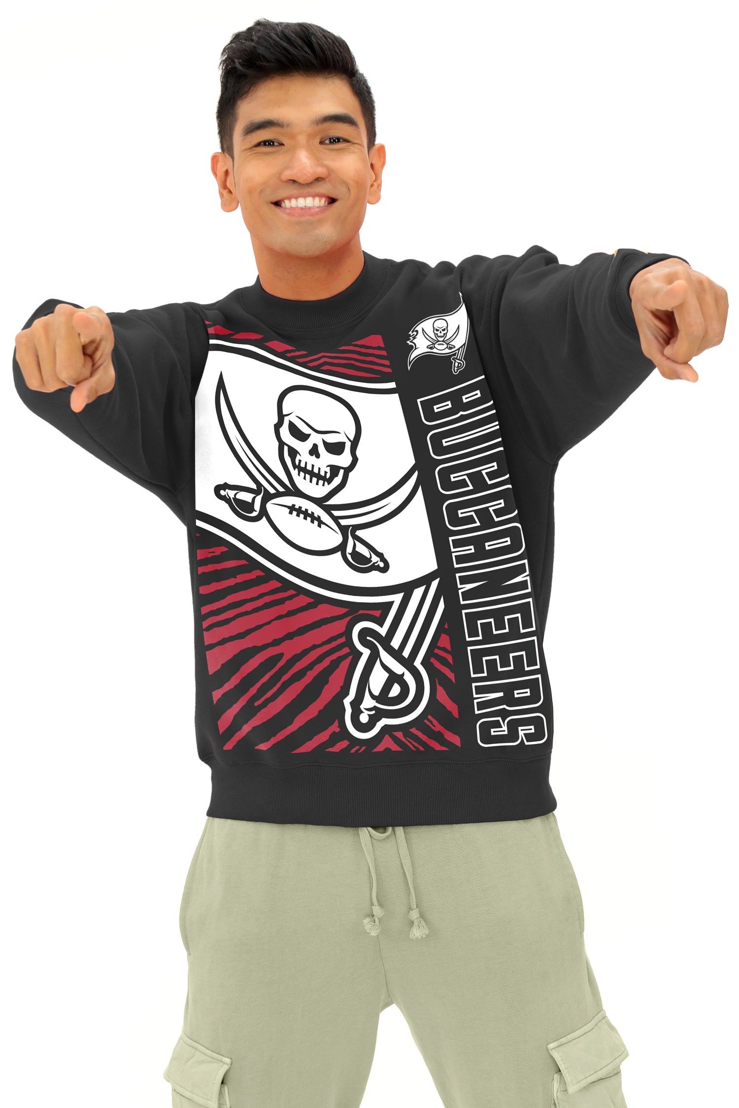 Zubaz NFL   90s Drop Shoulder Crewneck -MVP, TAMPA BAY BUCCANEERS
