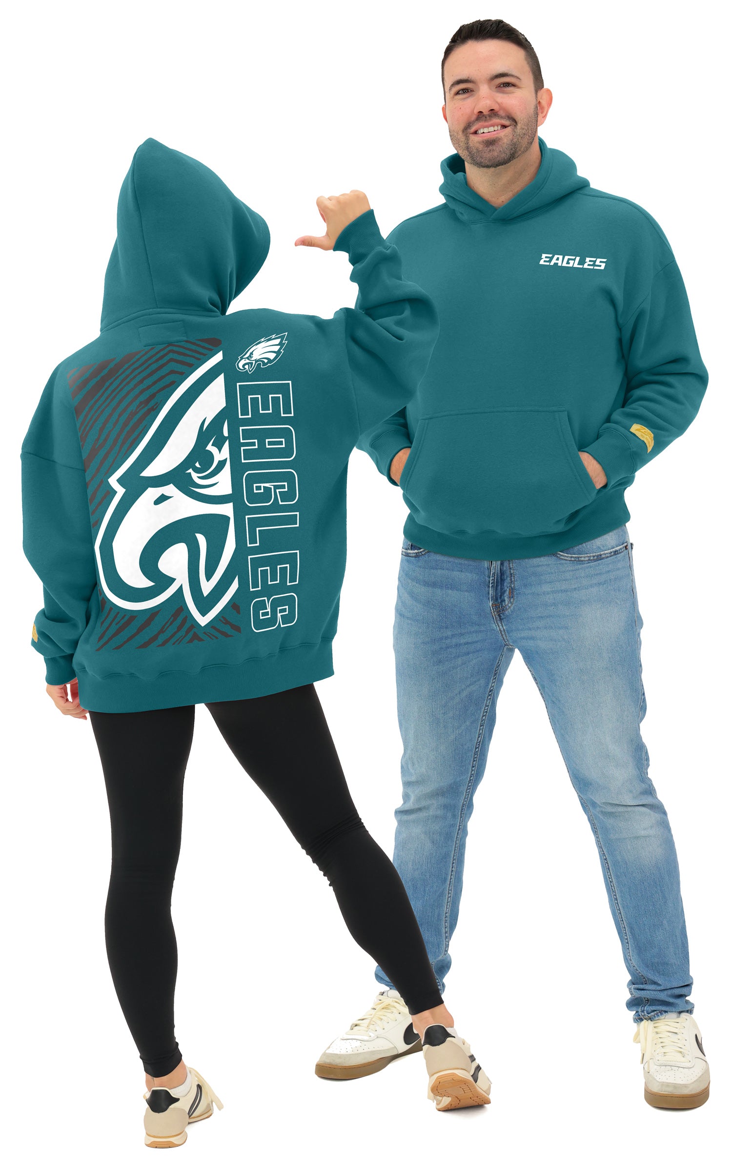 Zubaz NFL   90s Drop Shoulder Hoodie -MVP, PHILADELPHIA EAGLES