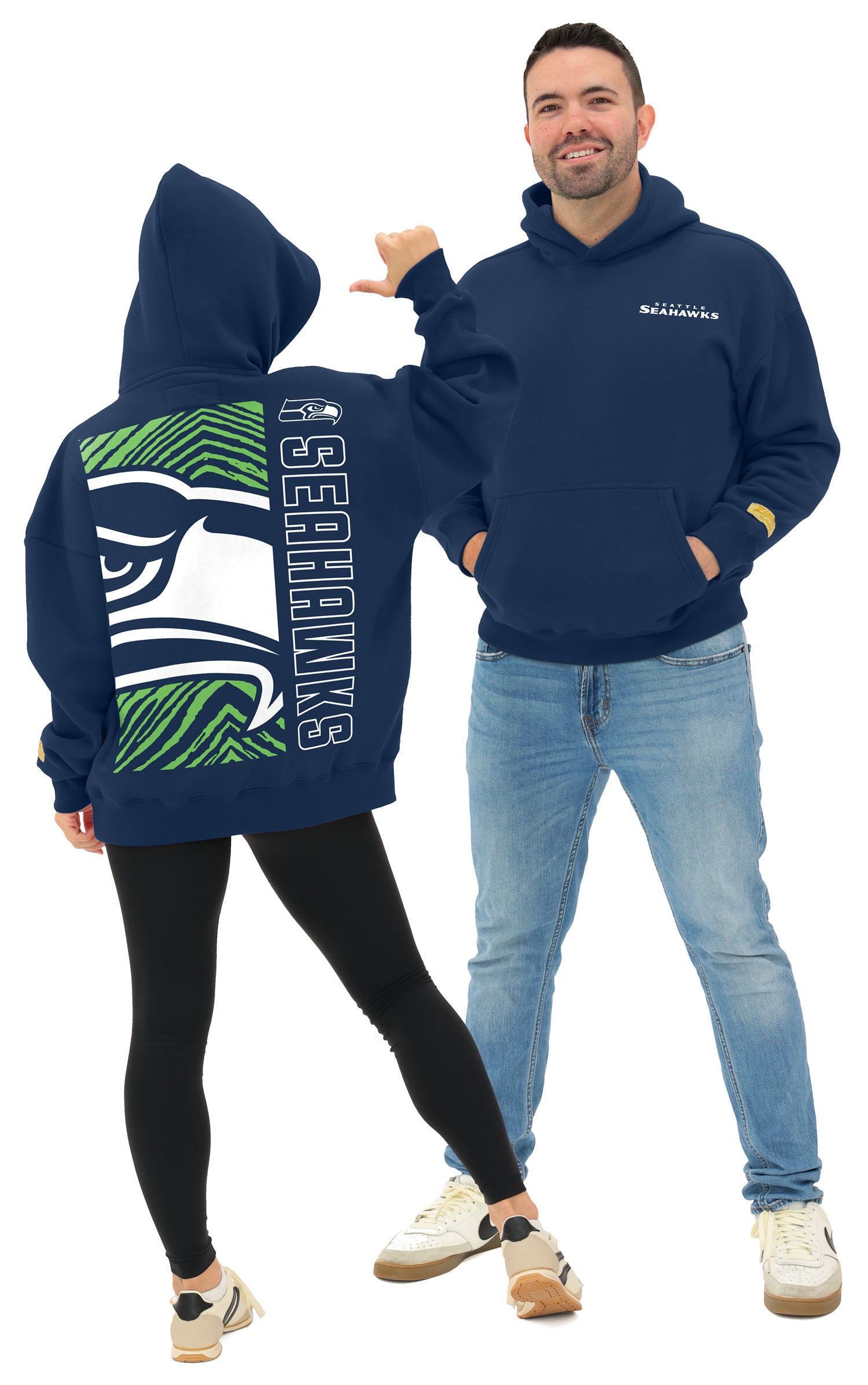 Zubaz NFL   90s Drop Shoulder Hoodie -MVP, SEATTLE SEAHAWKS