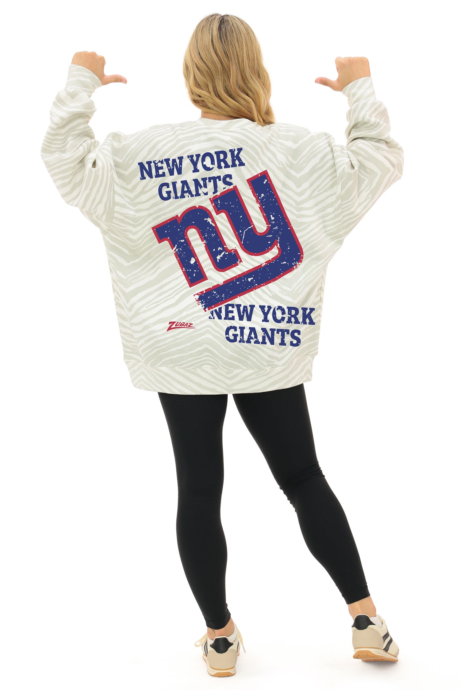 Zubaz NFL   90's All Over Zebra Crewneck Sweatshirt – Full Back, NEW YORK GIANTS - Official NFL Giants Zubaz Apparel (3 of 7)