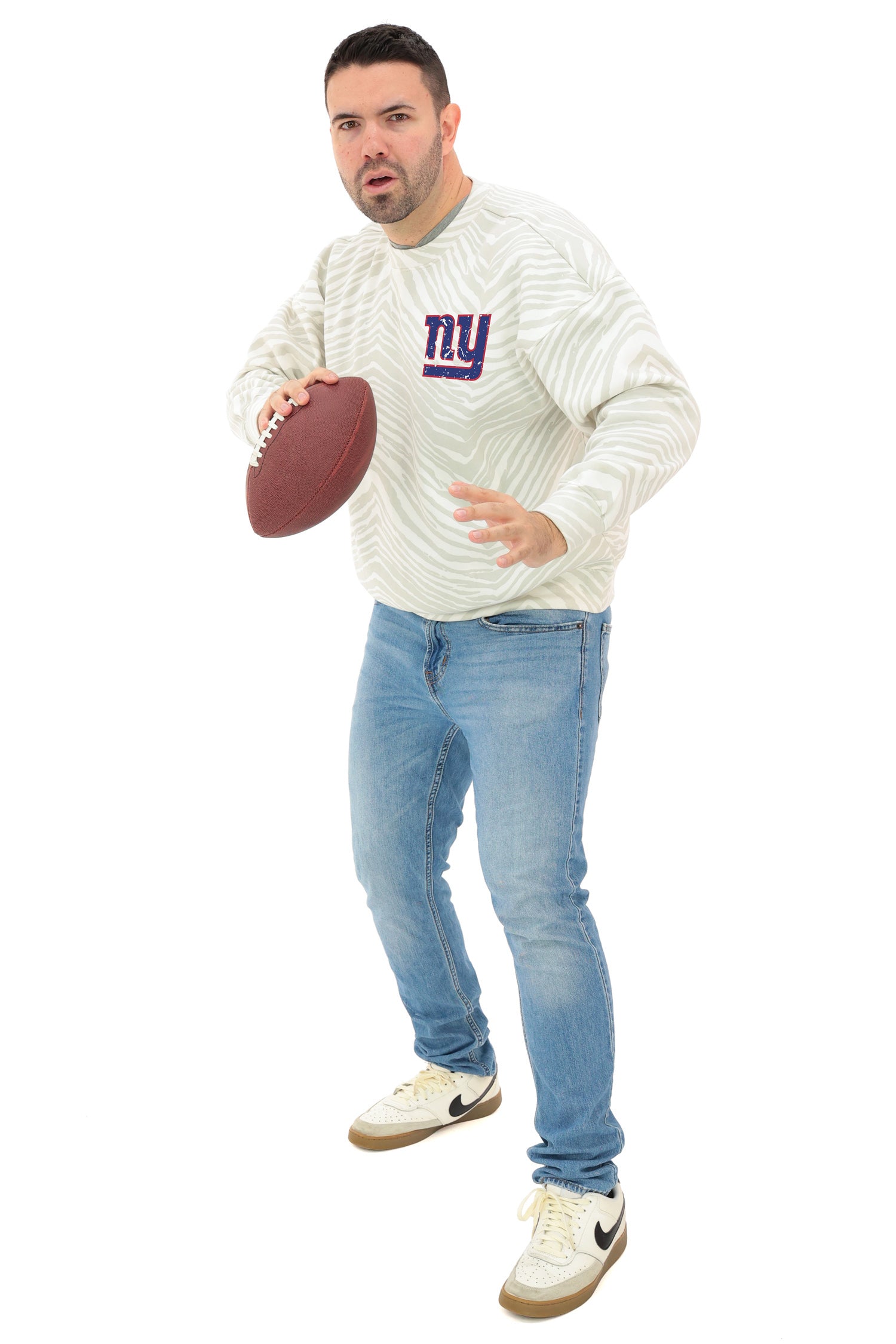 Zubaz NFL   90's All Over Zebra Crewneck Sweatshirt – Full Back, NEW YORK GIANTS - Official NFL Giants Zubaz Apparel (4 of 7)