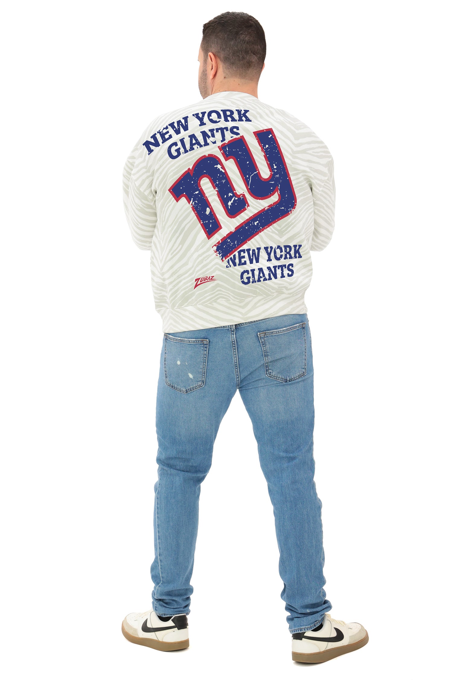 Zubaz NFL   90's All Over Zebra Crewneck Sweatshirt – Full Back, NEW YORK GIANTS - Official NFL Giants Zubaz Apparel (5 of 7)