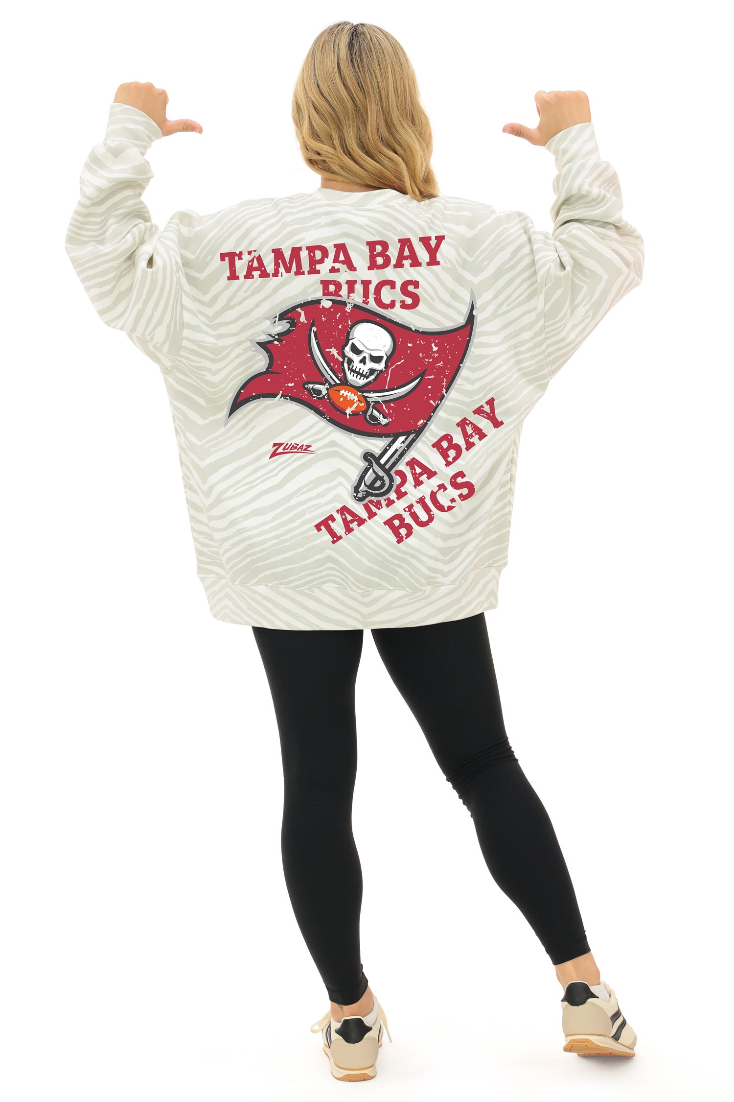 Zubaz NFL   90's All Over Zebra Crewneck Sweatshirt – Full Back, TAMPA BAY BUCCANEERS