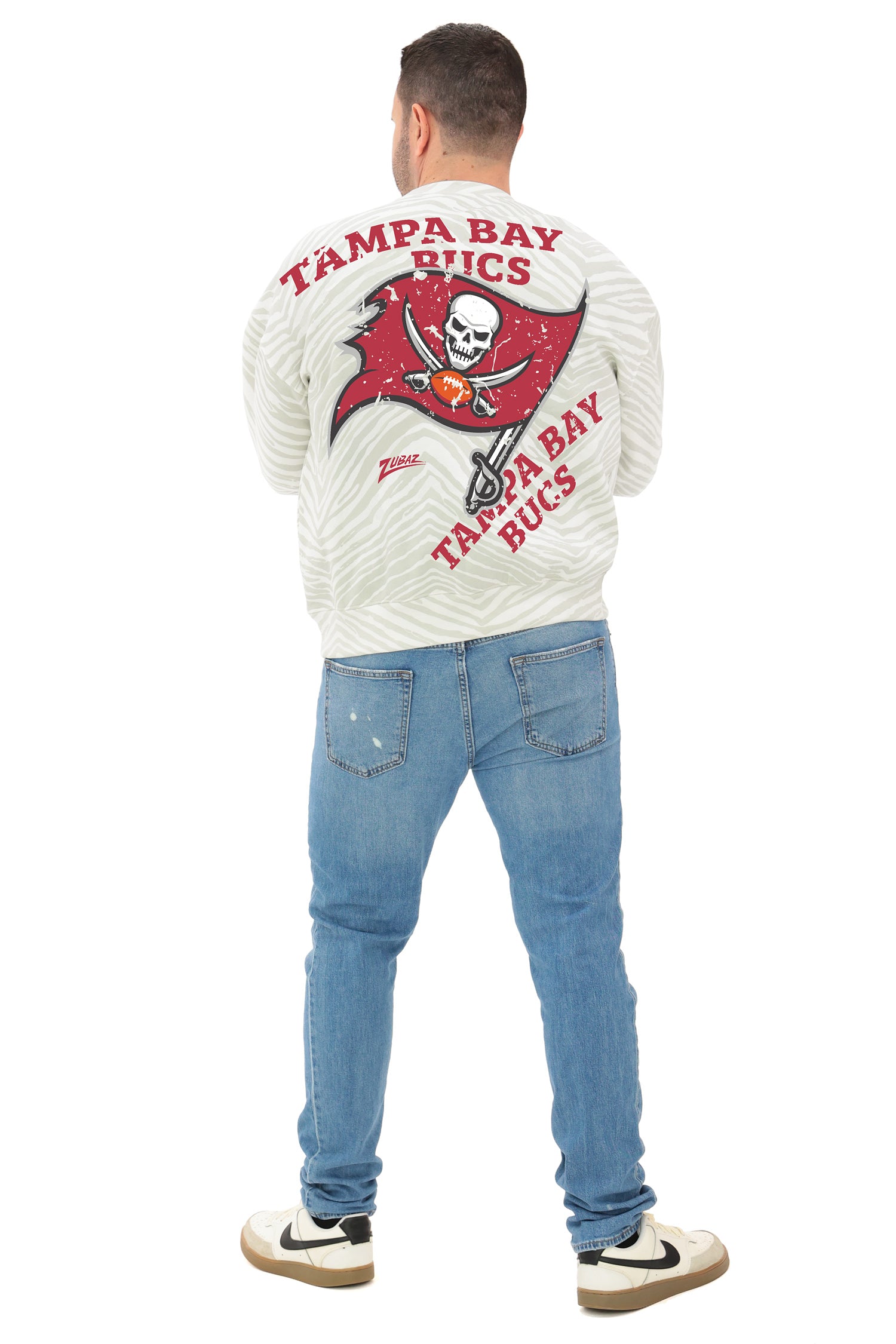 Zubaz NFL   90's All Over Zebra Crewneck Sweatshirt – Full Back, TAMPA BAY BUCCANEERS