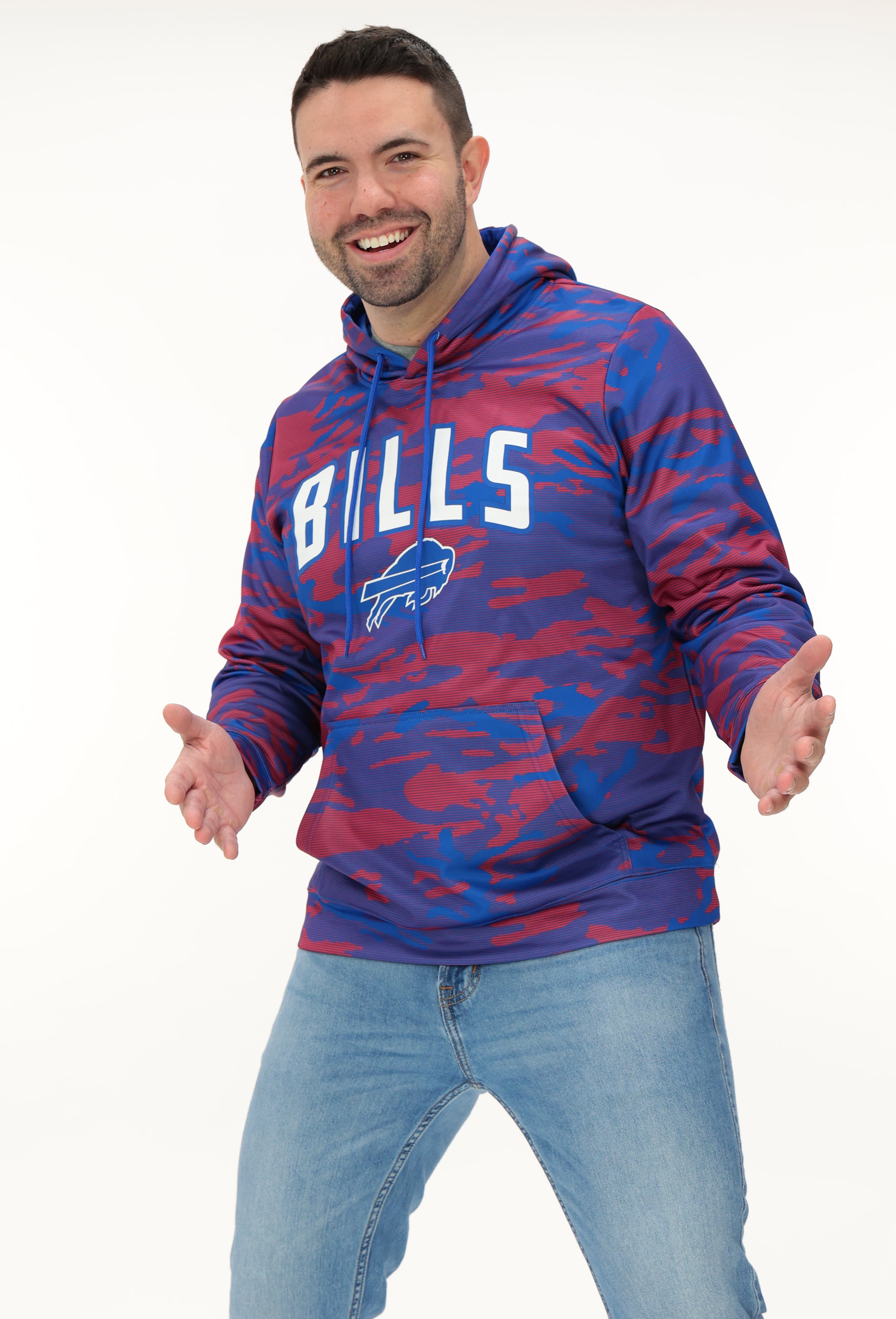 Zubaz NFL   Men's Arch All Over Camo Hoodie, BUFFALO BILLS