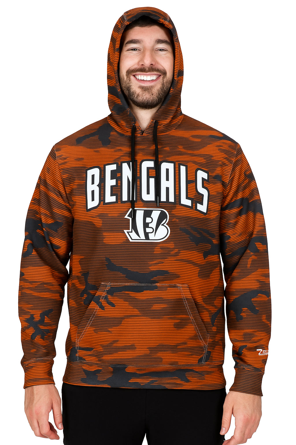 Zubaz NFL   Men's Arch All Over Camo Hoodie, CINCINNATI BENGALS