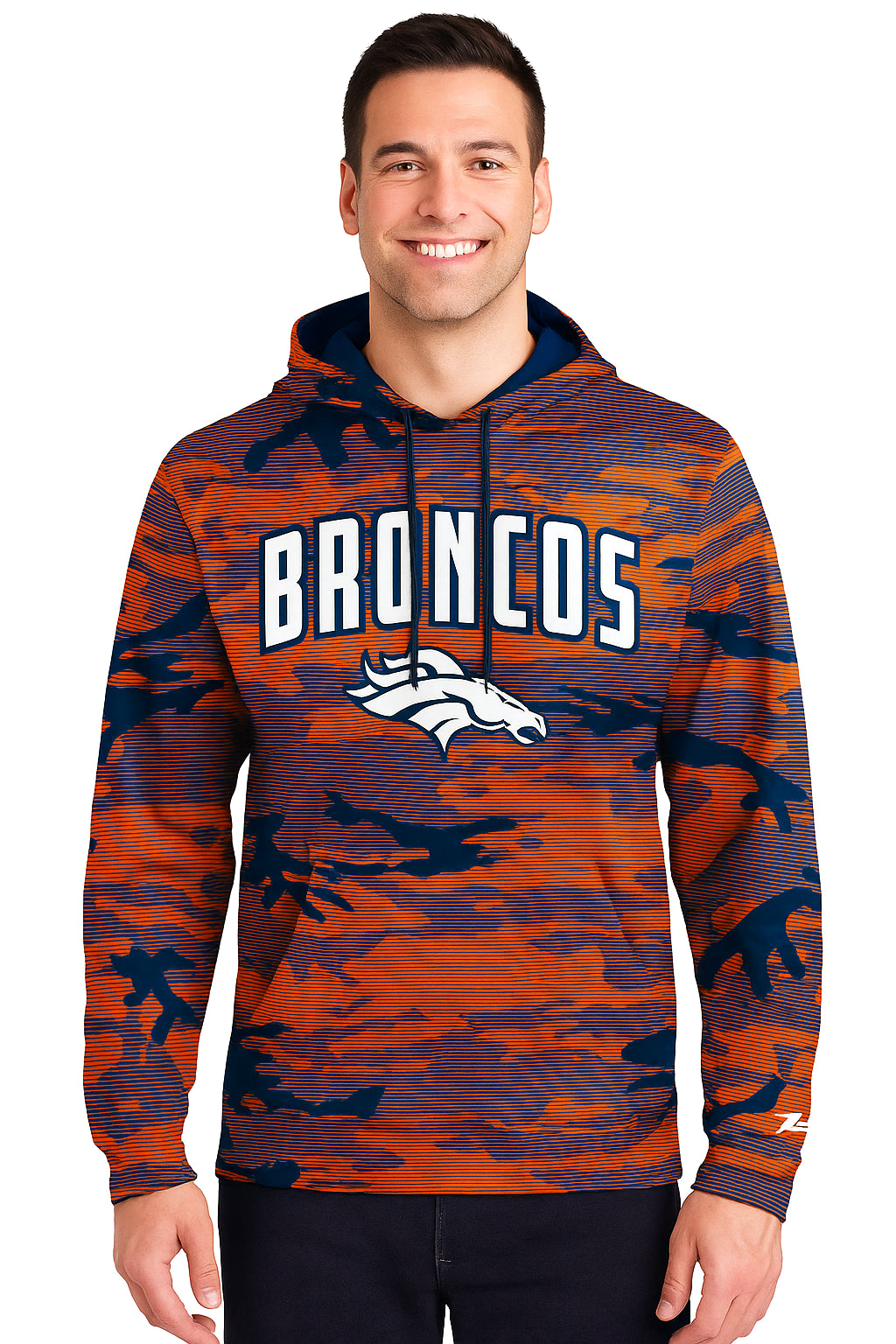 Zubaz NFL   Men's Arch All Over Camo Hoodie, DENVER BRONCOS