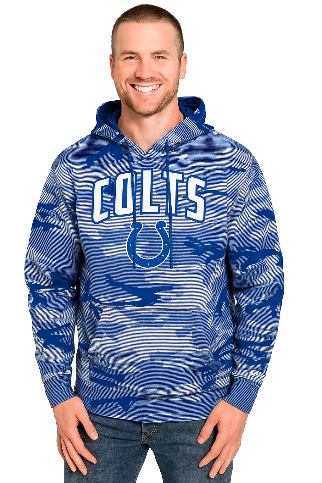 Zubaz NFL   Men's Arch All Over Camo Hoodie, INDIANAPOLIS COLTS