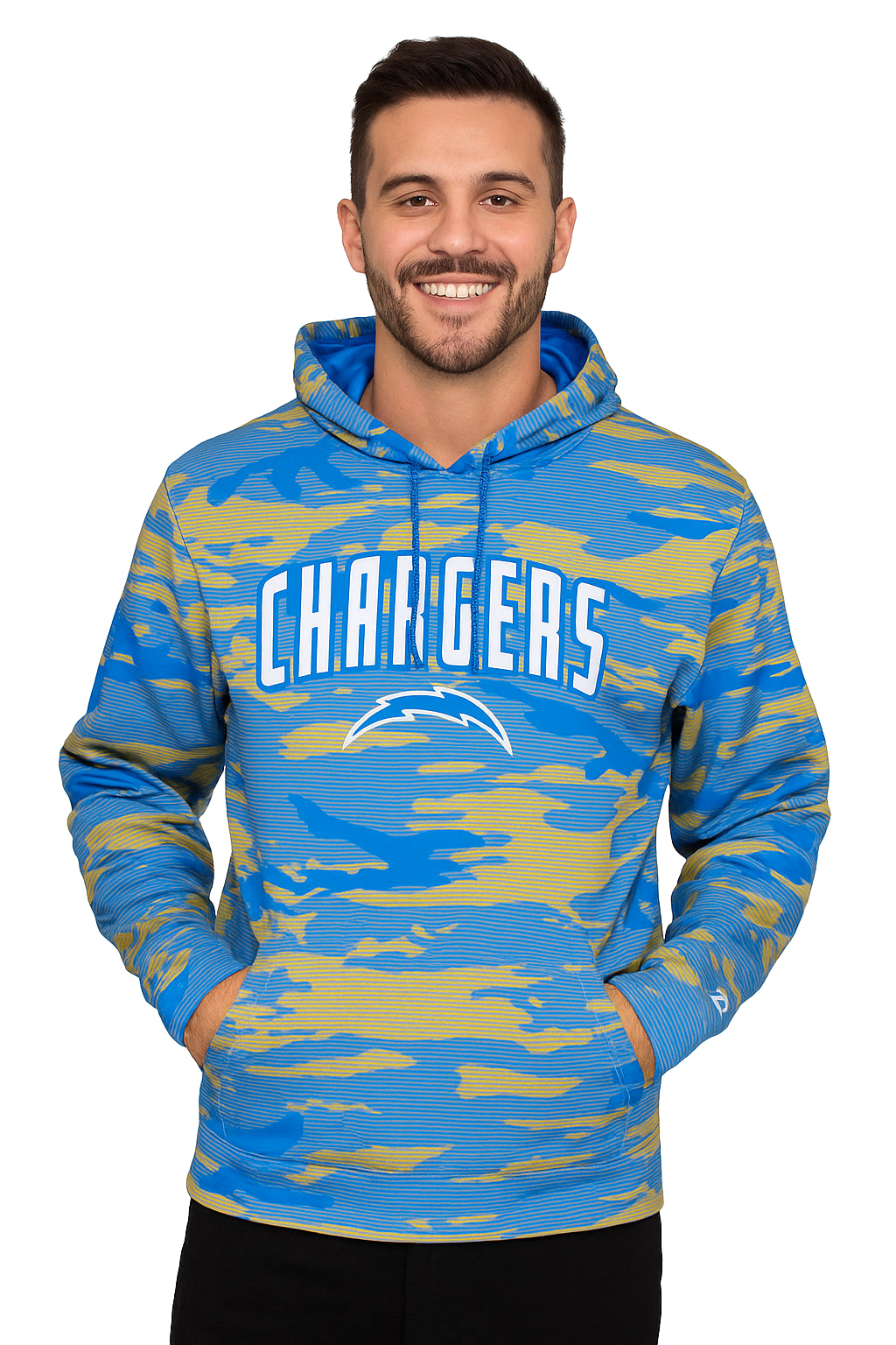 Zubaz NFL   Men's Arch All Over Camo Hoodie, LOS ANGELES CHARGERS