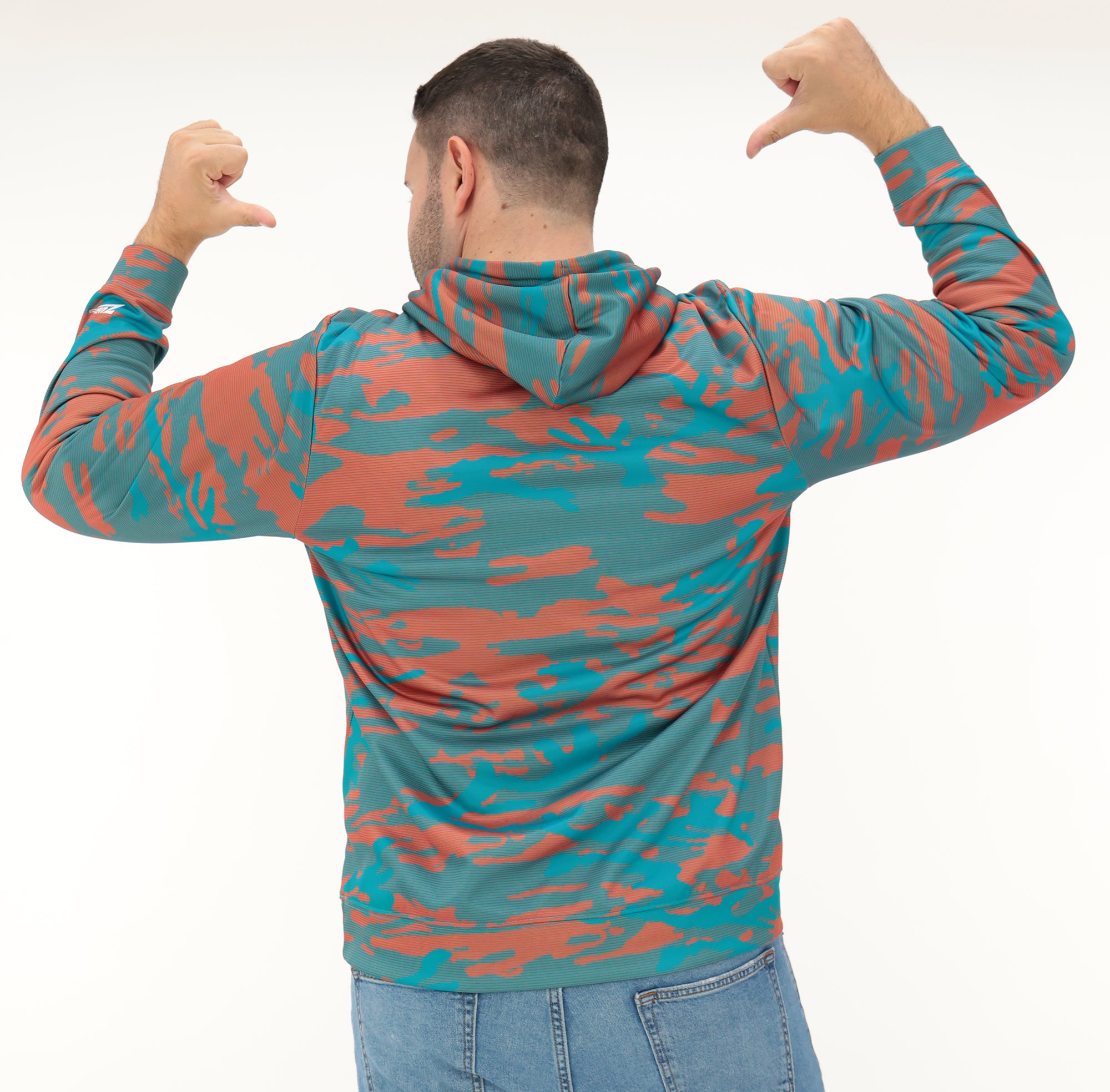 Zubaz NFL   Men's Arch All Over Camo Hoodie, MIAMI DOLPHINS